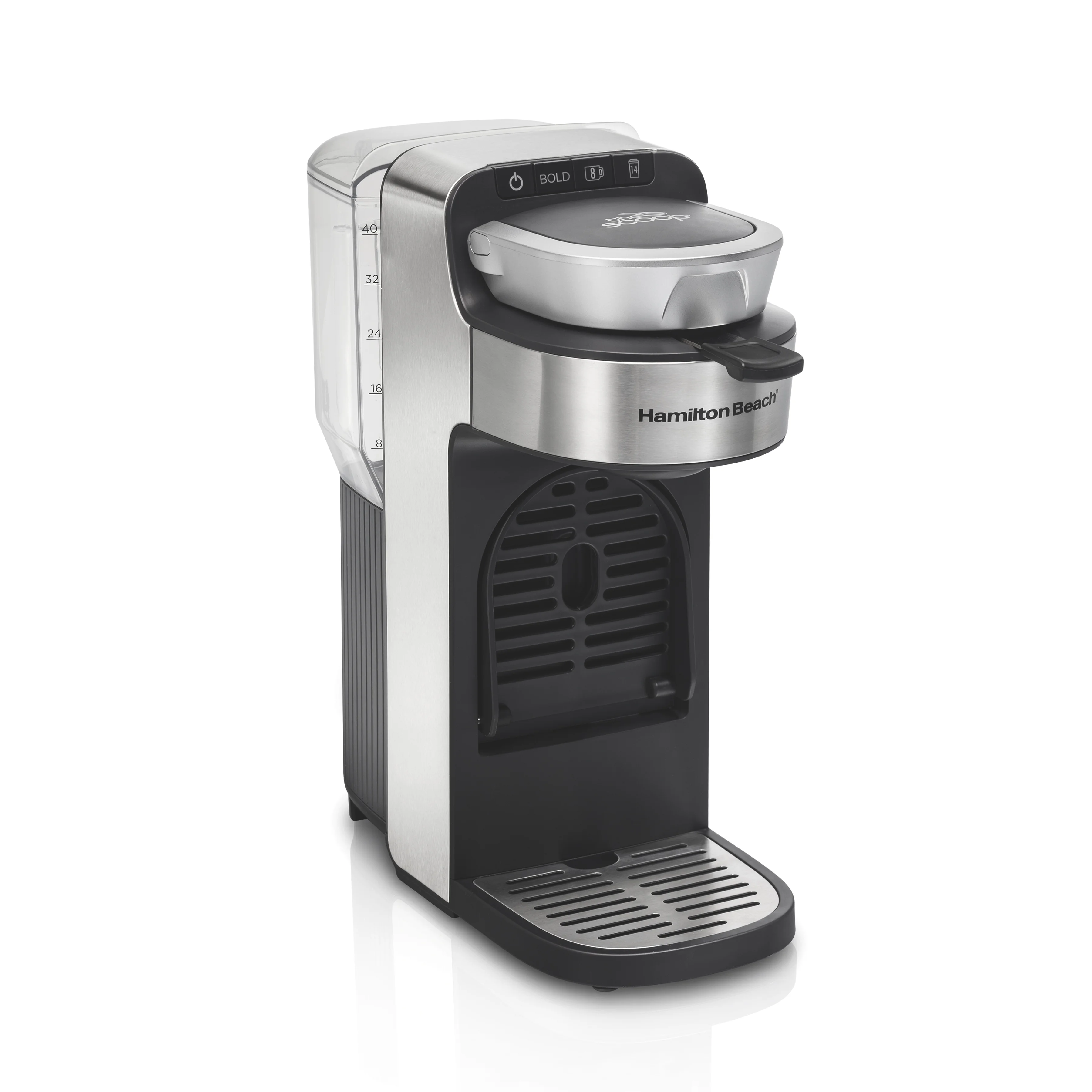 Hamilton Beach the Scoop Single - Serve Coffee Maker with Removable Reservoir, Stainless Steel, 49987
