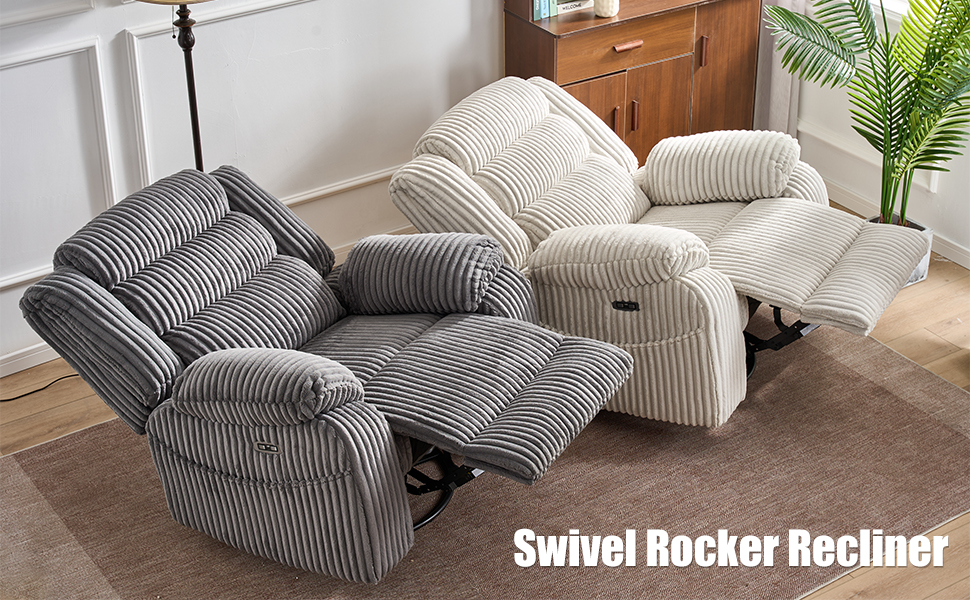 SINCRUMI Power Swivel Rocker Recliner Chair for Adults with Massage and Heat