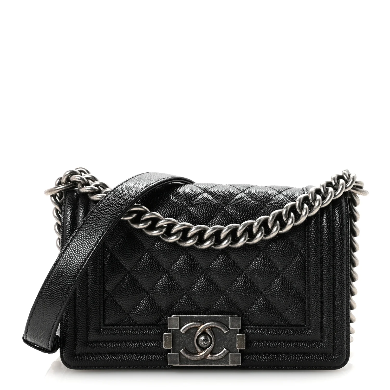 Caviar Quilted Small Boy Flap Black