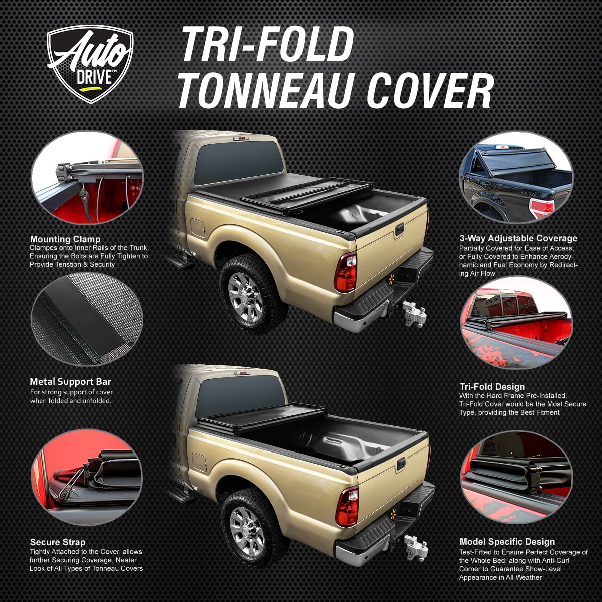 Soft Tri Fold Truck Bed Tonneau Cover Fits 04-13 Silverado/Sierra 1500 5.75Ft Bed - Image 6