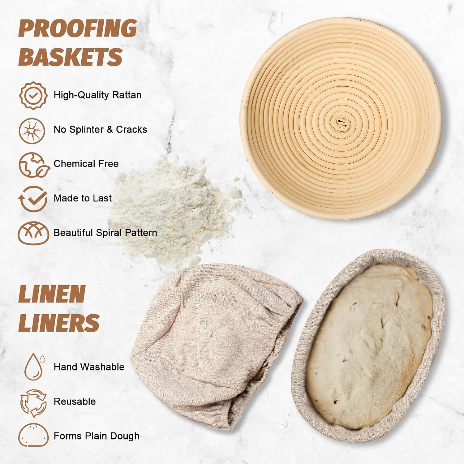 Sourdough Proofing Basket Gift Set, 9