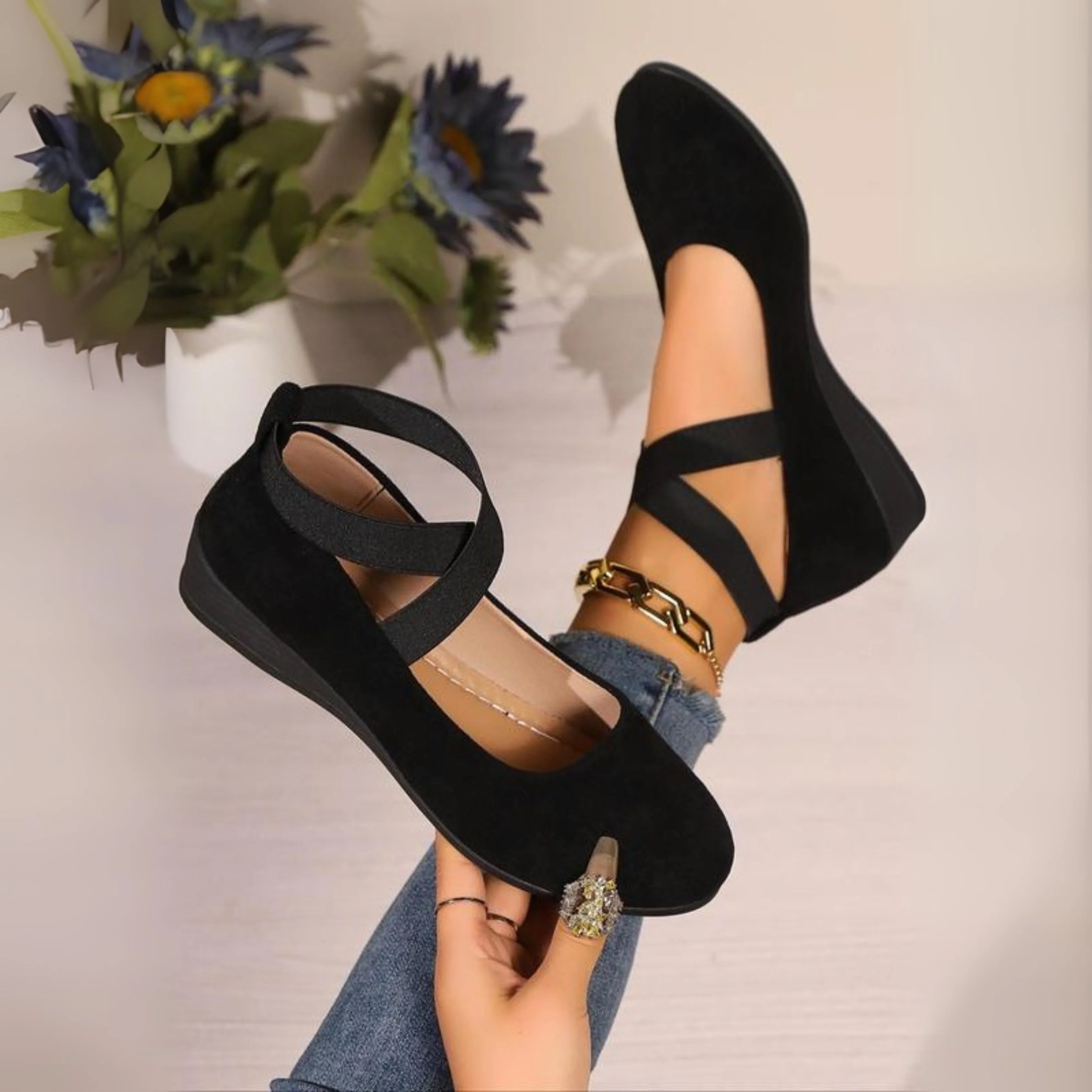 Ballerines À Talons Compensés Fermées