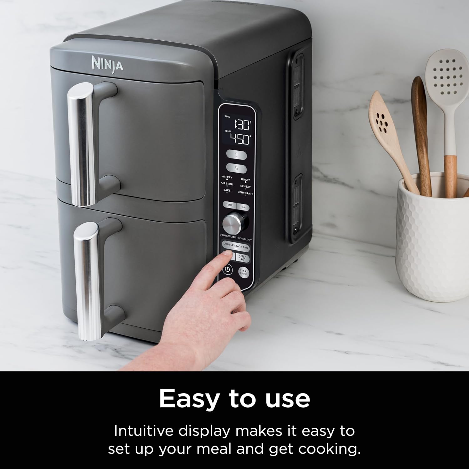 Ninja Air Fryer DoubleStack XL, 10 Qt, 6-in-1, Deep Gray, SL401
