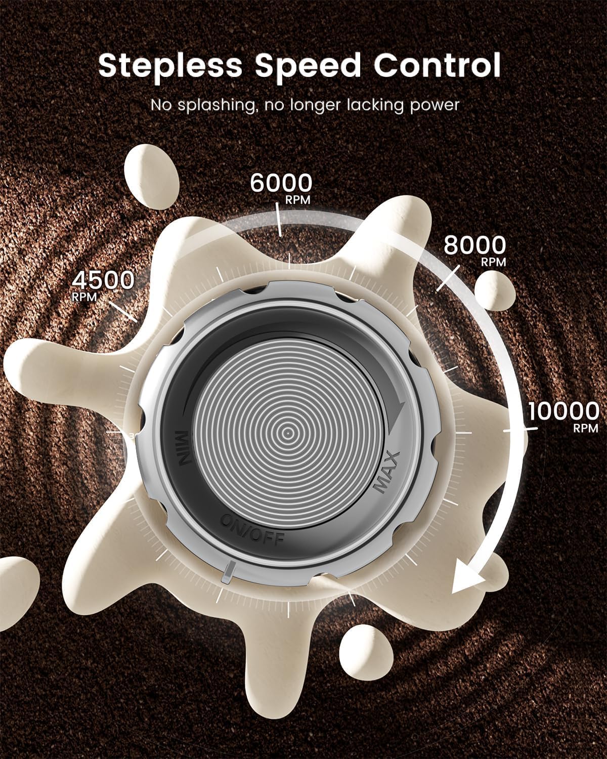 Maestri House LunaFro Max Rechargeable Milk Frother, Stepless Speed Control