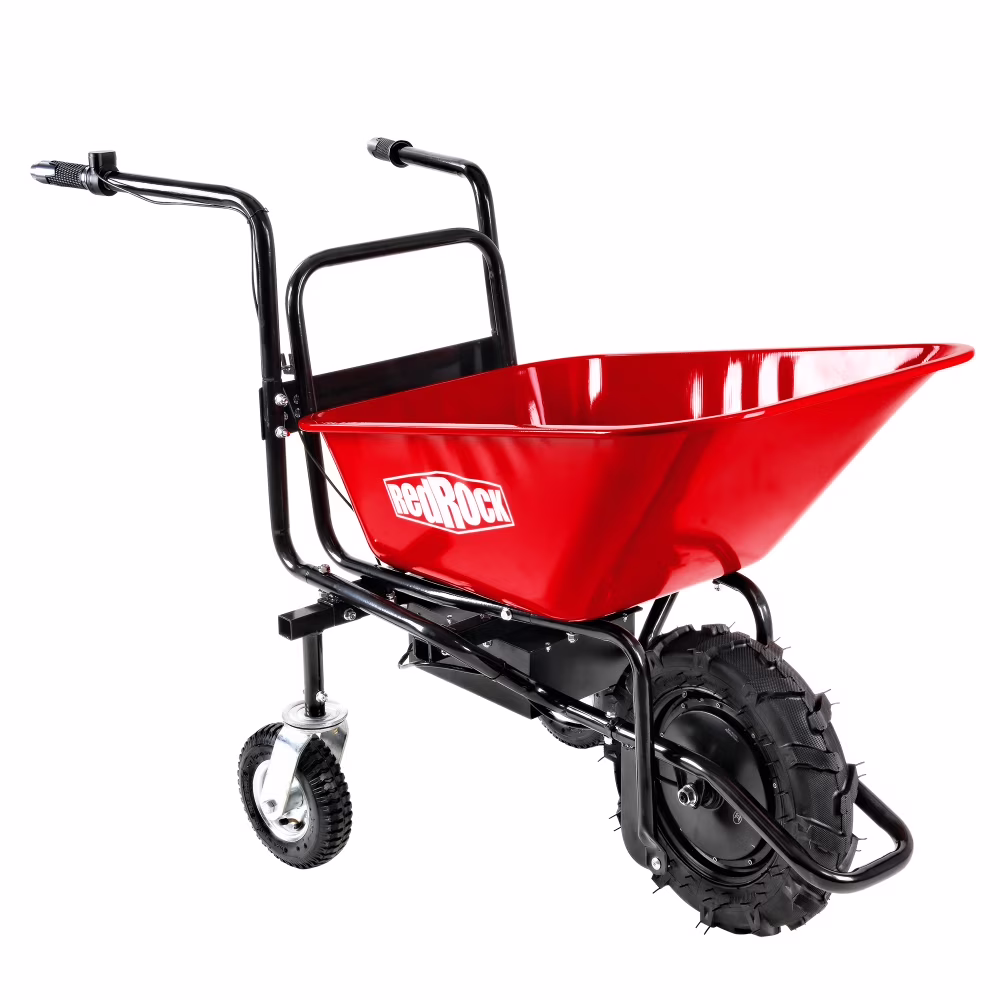 Four-wheeled electric cart 24V 180W lead-acid battery 264 lbs (120 kg) electric one-wheeled wheelbarrow 75L electric garden cart plastic pot capacity 2.6 cu.ft. wheelbarrow electric wheelbarrow
