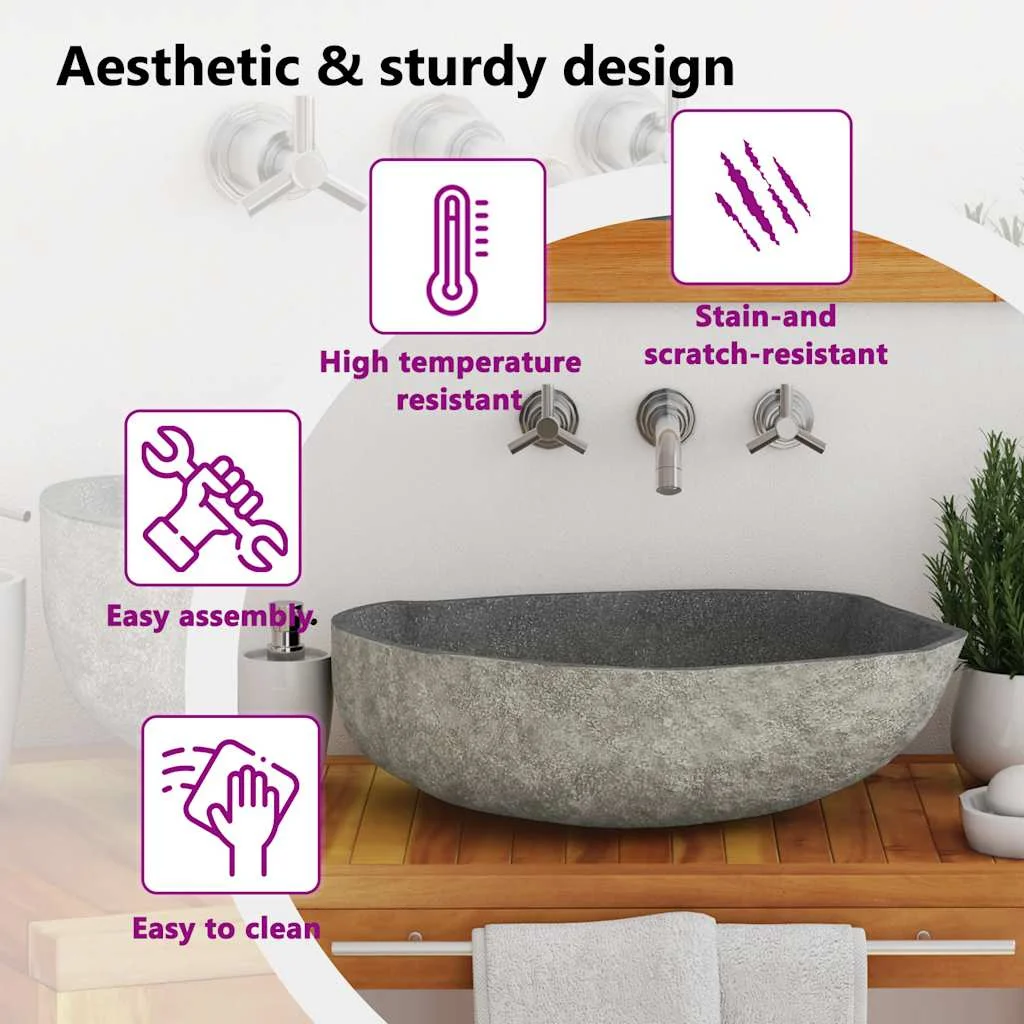 Bathroom Basin, Vessel Sink, Easy Assembly, (17.7"-20.9")x(13.4"-16.1")x4.5" River Stone(18.1"-20.5") - Image 8