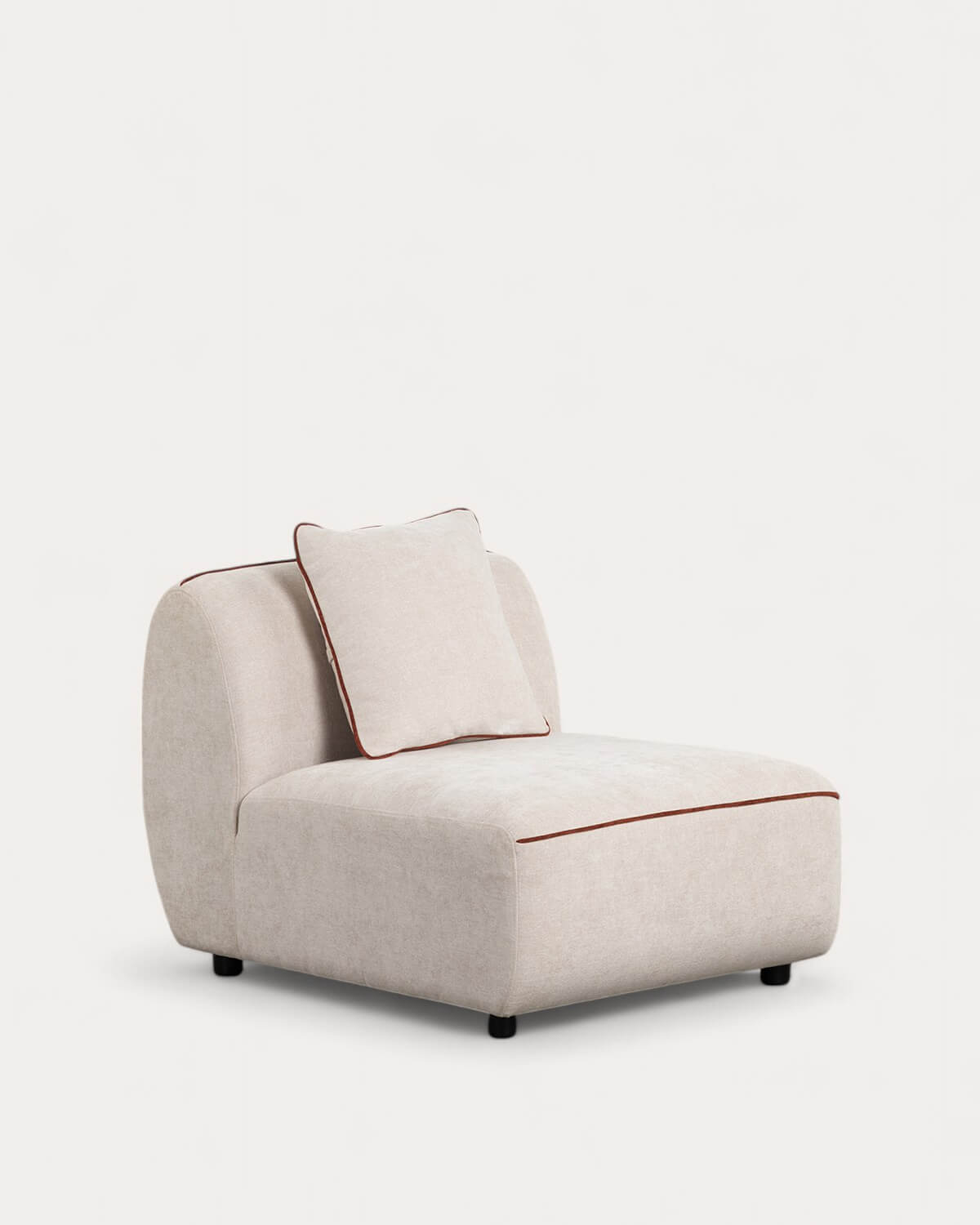 Ilham - Sofá Modular de 3 Piezas Sillón con Puff Redondo de Tela Ilham