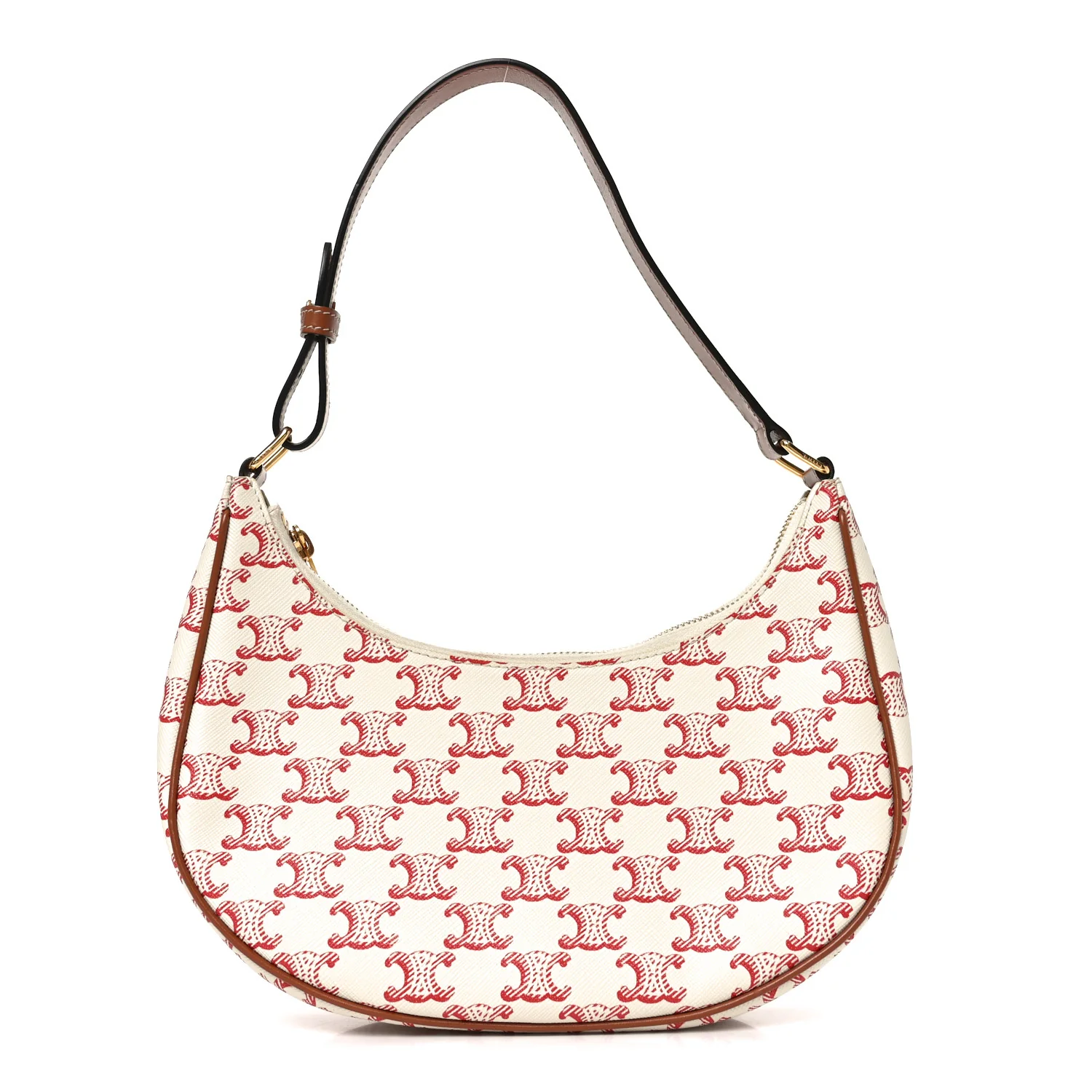 Canvas Calfskin Ava Triomphe Shoulder Bag Red