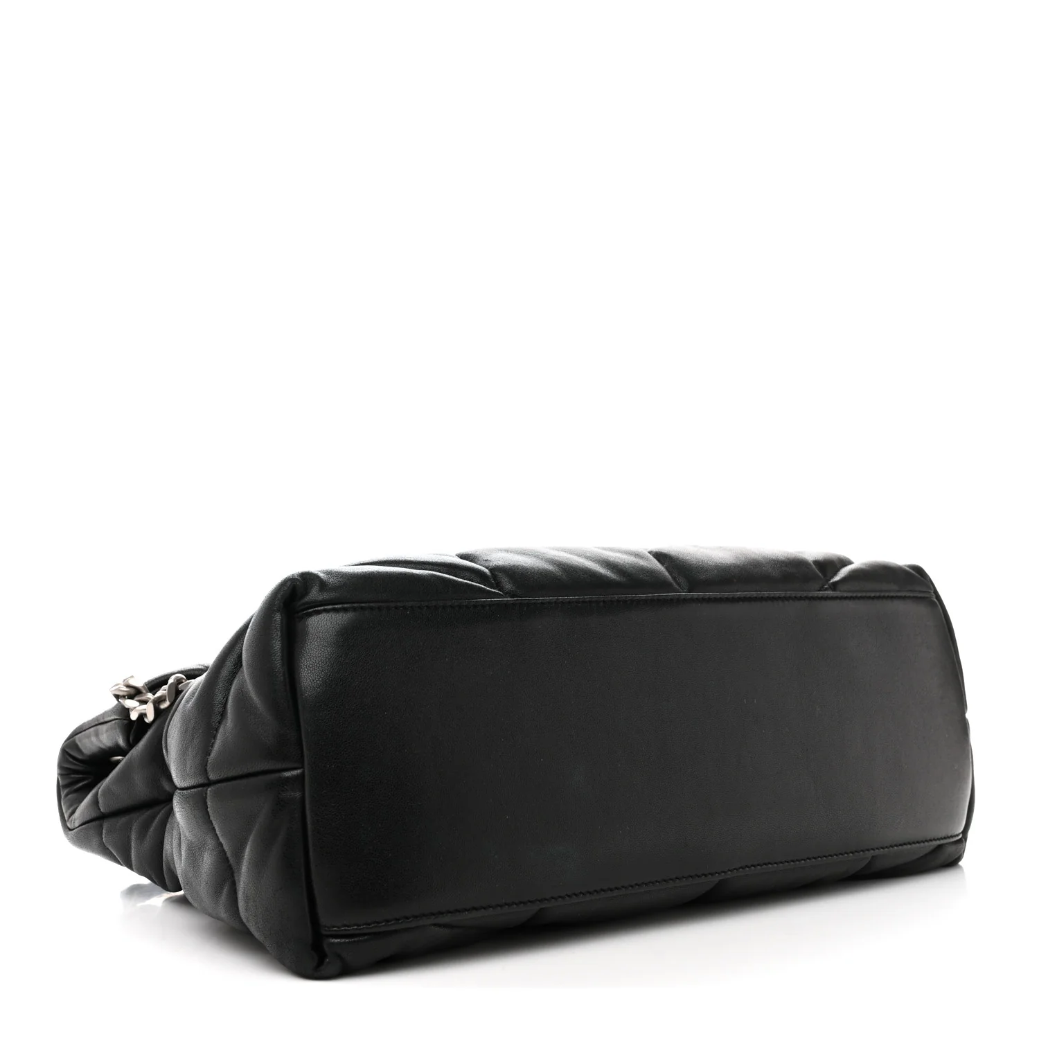 Lambskin Quilted Medium Loulou Puffer Monogram Chain Satchel Black