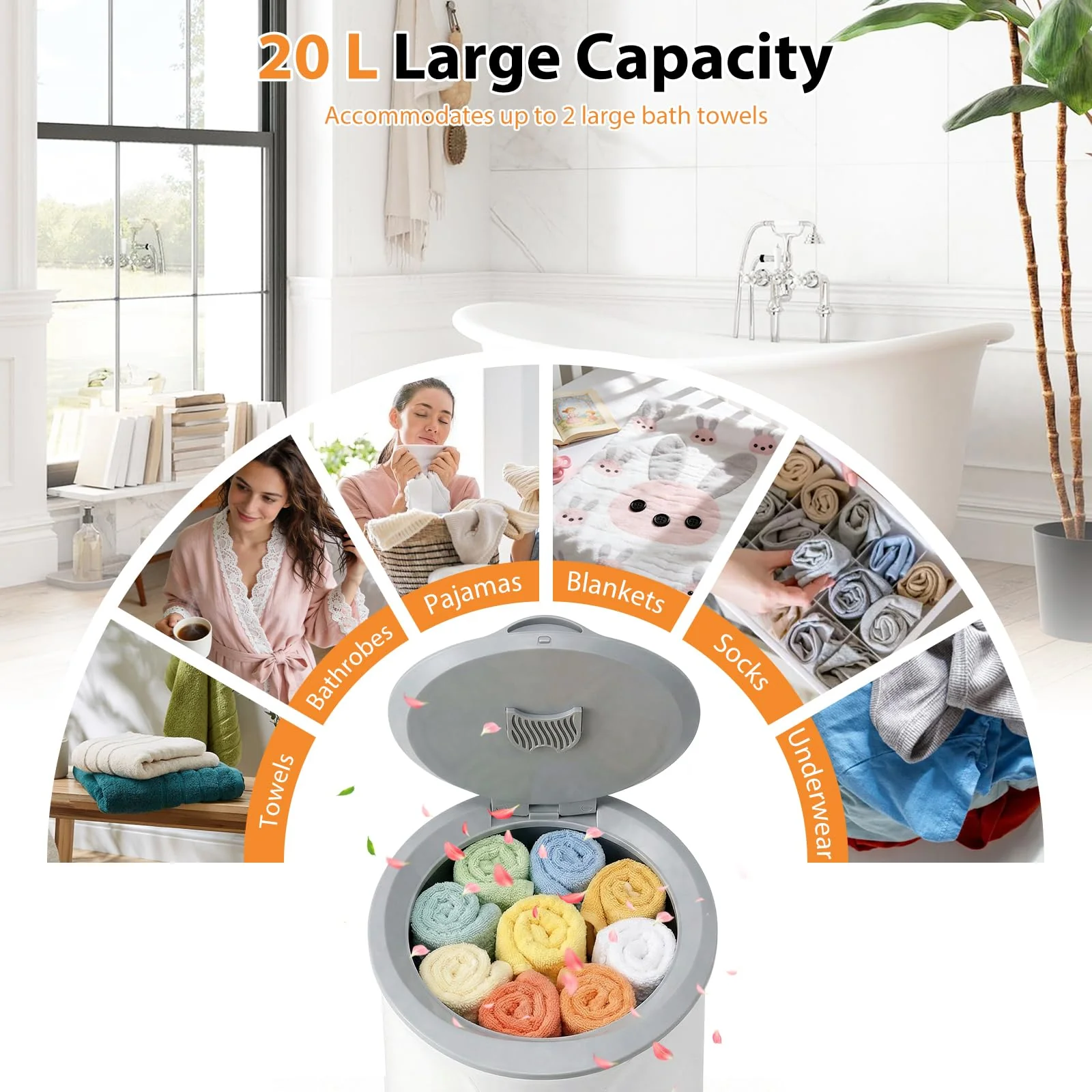 Tangkula 20L Electric Towel Heater with 3 Temperature Settings