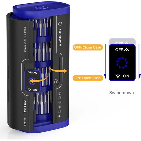 (Bleu) Jeu de tournevis électrique avec mini-forets, adapté à la réparation de téléphones portables et d'ordinateurs. — vue 5
