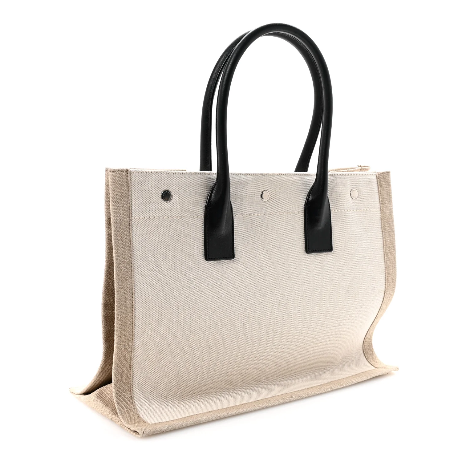 Linen Calfskin Small Rive Gauche Tote Greggio Natural