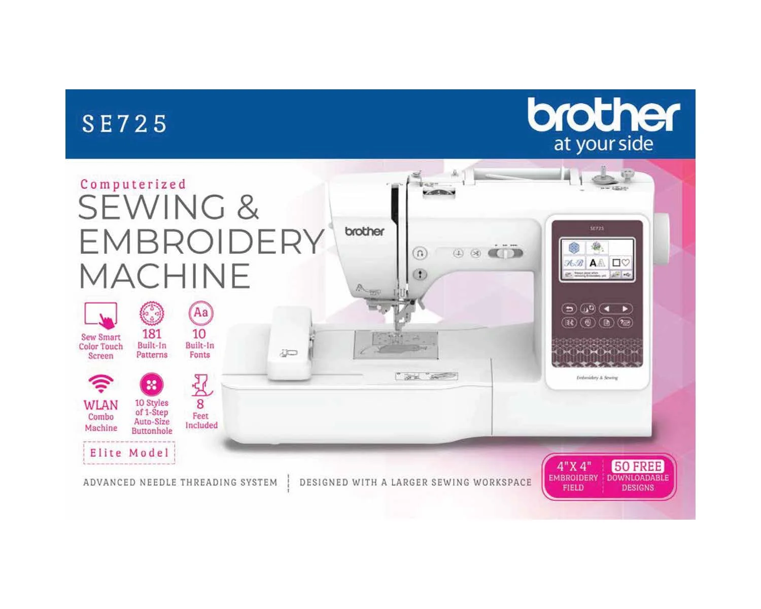 Brother SE725 Sewing and Embroidery Machine with Artspira App, 50 Free Designs
