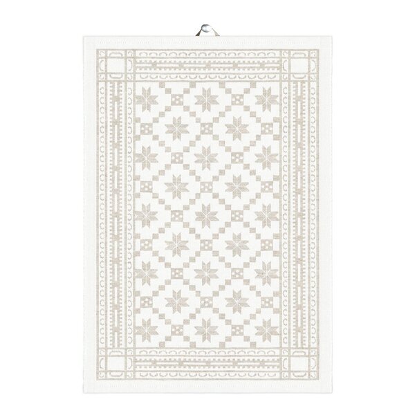 Åttebladrose håndkle 35x50 cm beige