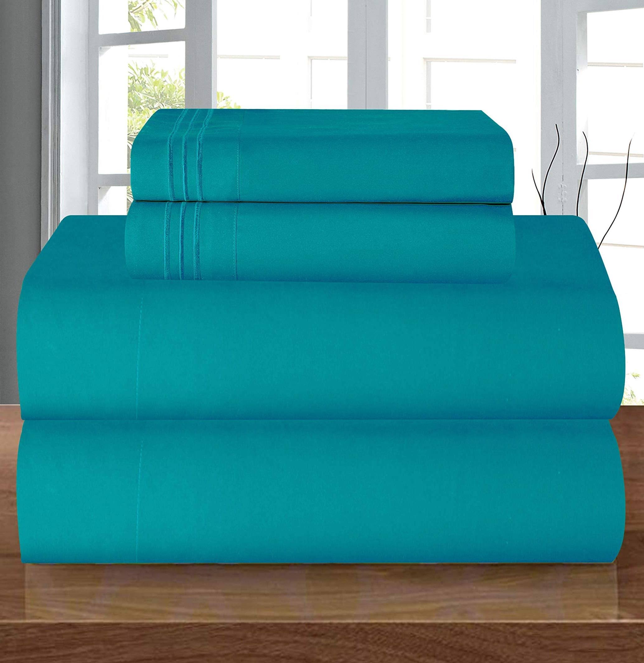 Elegant Comfort Luxury Soft 1500 Thread Count Egyptian 4-Piece Premium Hotel Quality Wrinkle Resistant Coziest Bedding Set, All Around Elastic Fitted