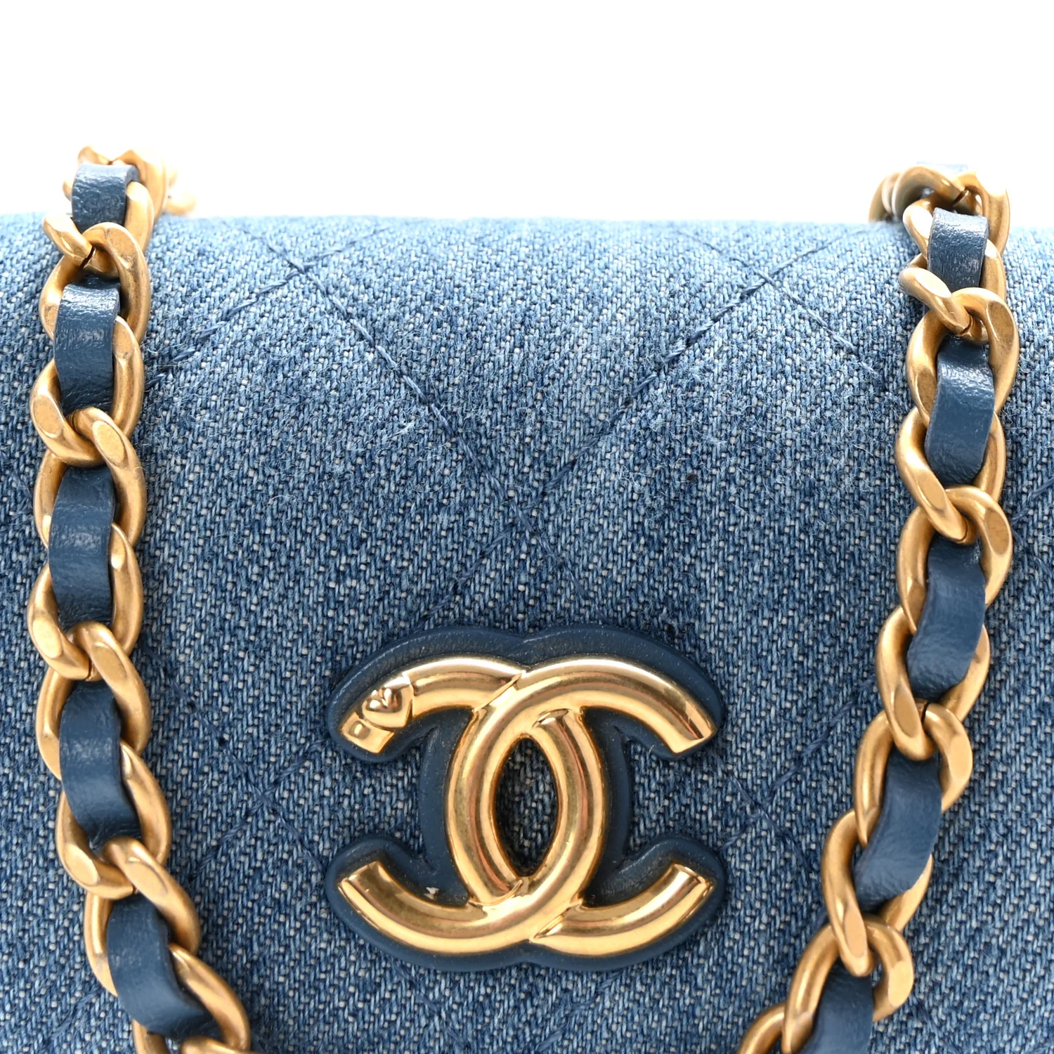 Denim Quilted Flap Mini Crossbody Blue
