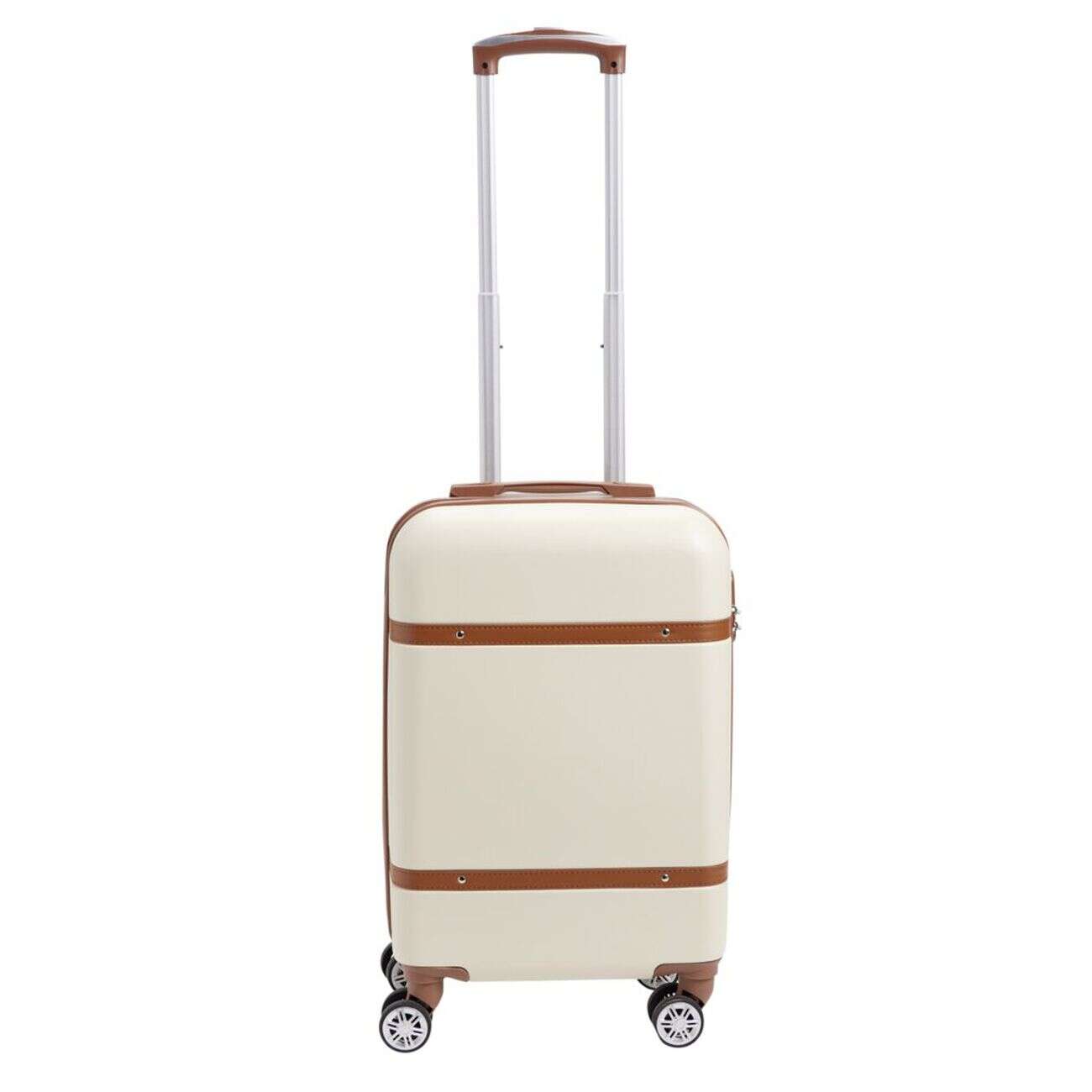 Valise cabine 38L plastique ABS beige avec cadenas à combinaison 4 chiffres