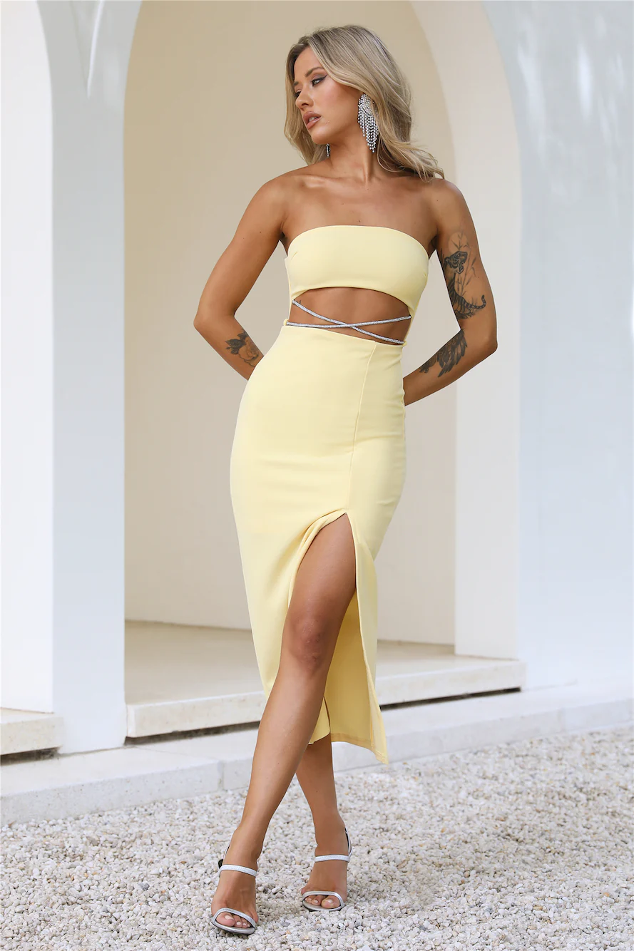Diamanté Dreams Midi Dress Yellow