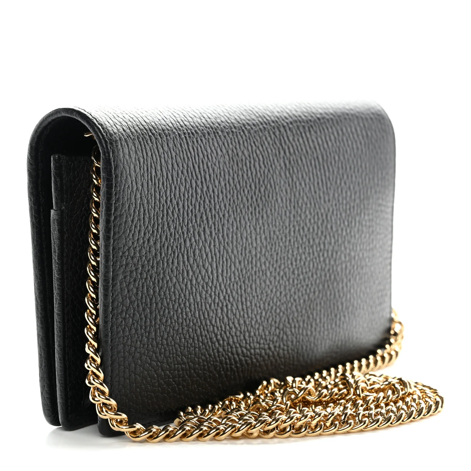 Calfskin Mini GG Marmont Chain Wallet Black