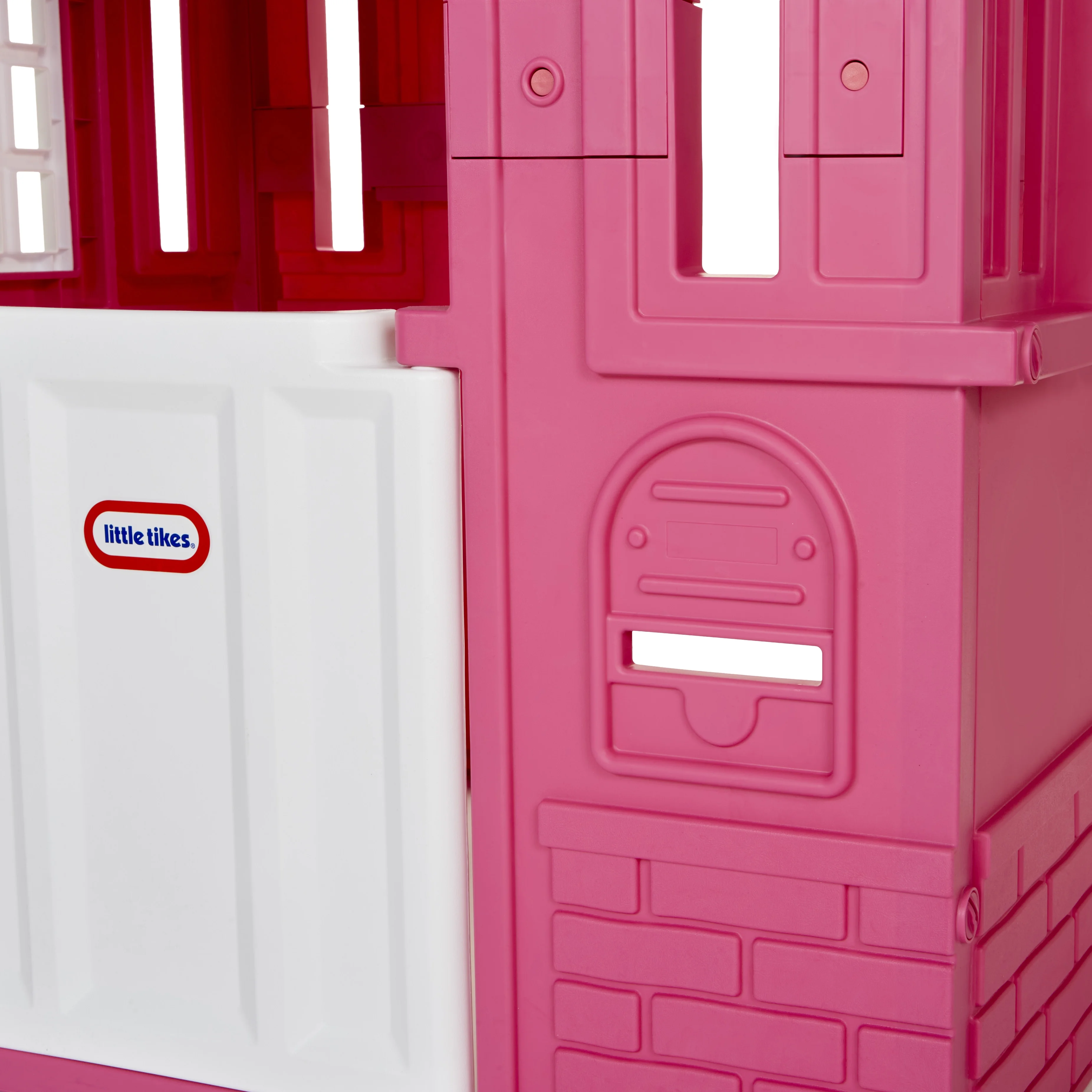 Cape Cottage House, Pink Pretend Playhouse with Working Doors, Window Shutters, and Flag Holder, for Kids 2-8 Years Old - Image 6
