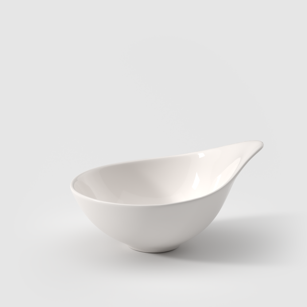 Flow Appetizer/ Dessert Bowl - White, 10.2 oz, Premium Porcelain