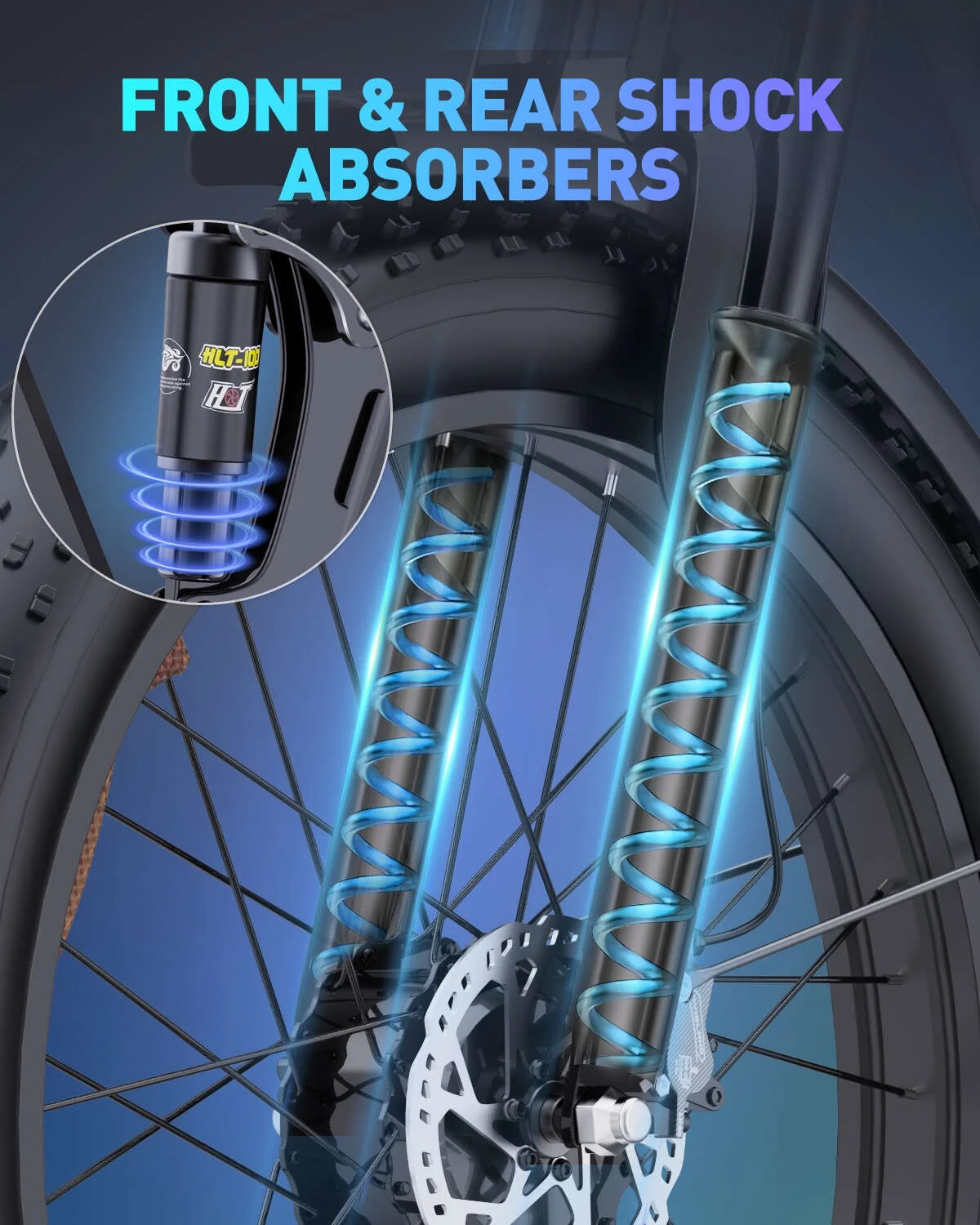 Dual Motor PEAK 3000W Electric Bike for Adults,31mph 48V 23Ah Electric Bicycle,26" Fat Tire Mountain Bike UL2849(PEAK 300W-48V 23AH-31MPH) - Image 8