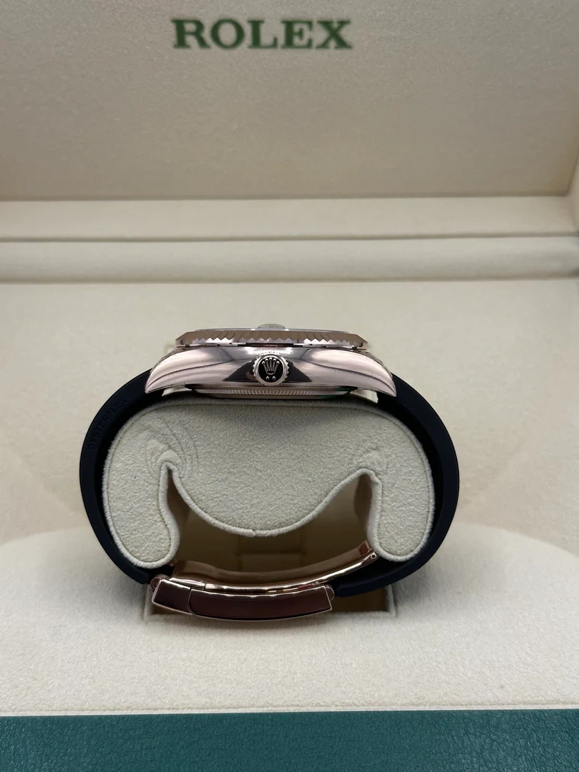 [Super Clone]RLX  Sky-Dweller 42mm Rose Gold Chocolate Dial Oysterflex - 336235