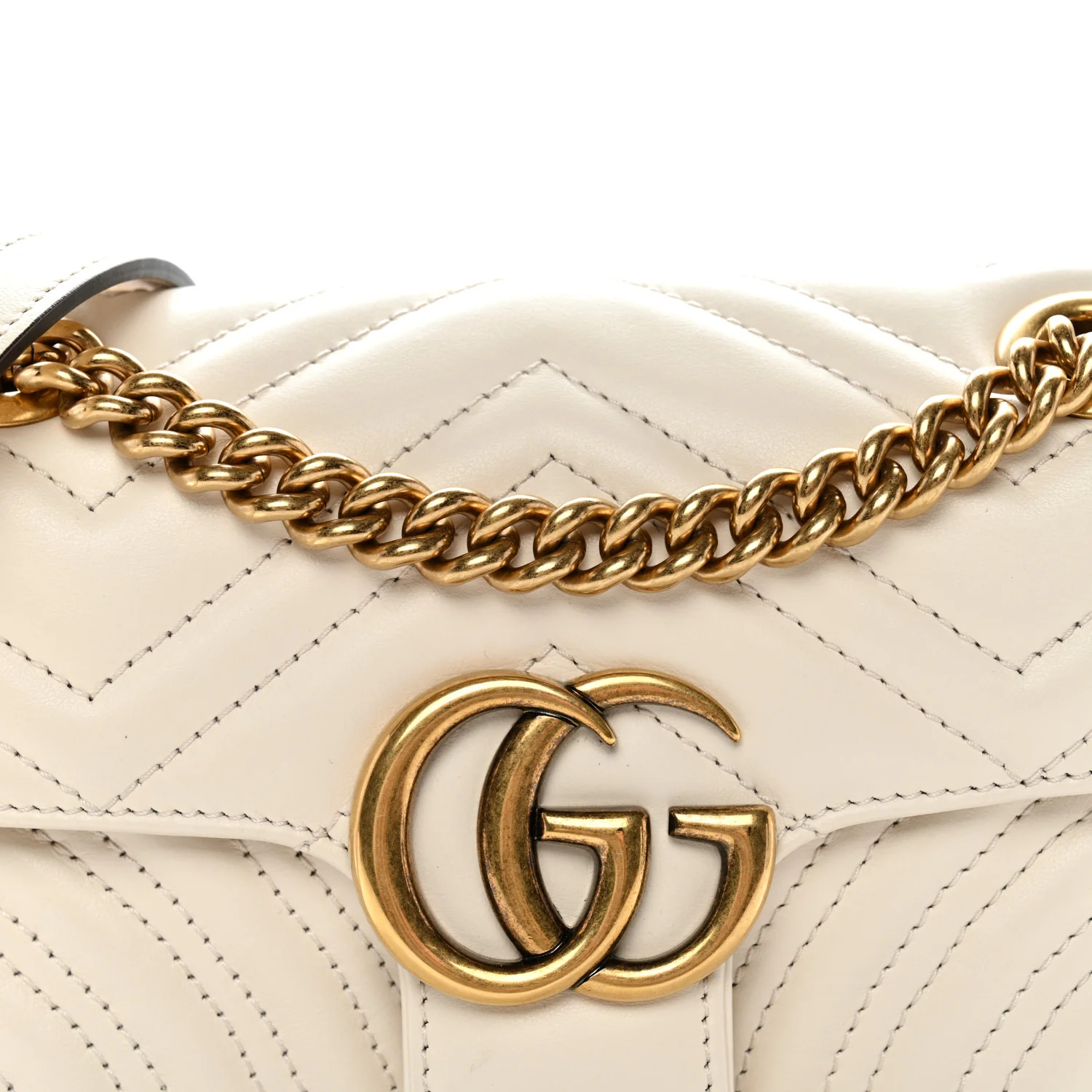 Calfskin Matelasse Mini GG Marmont Shoulder Bag White