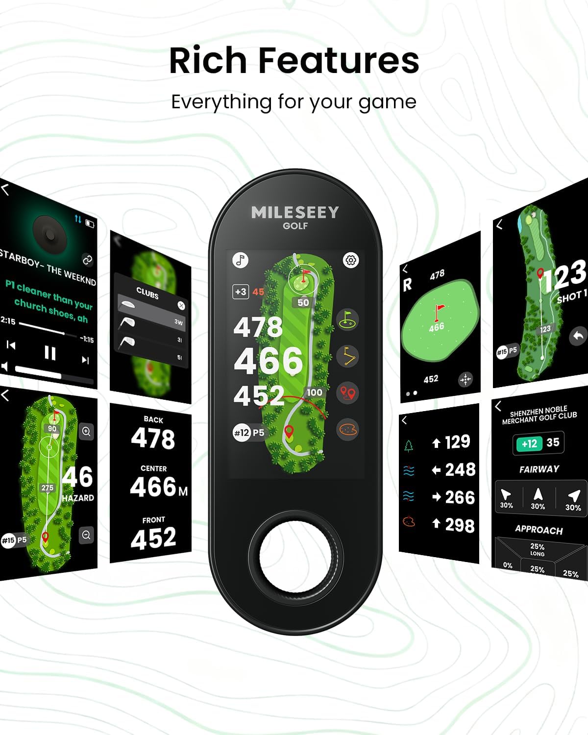 MiLESEEY GeneSonic Pro Golf Speaker with Detachable GPS Rangefinder Handheld  43000+ No Subscription Preloaded Courses  View & Audible Distances Touchscreen  15H Battery  Magnetic  Waterproof Hazard