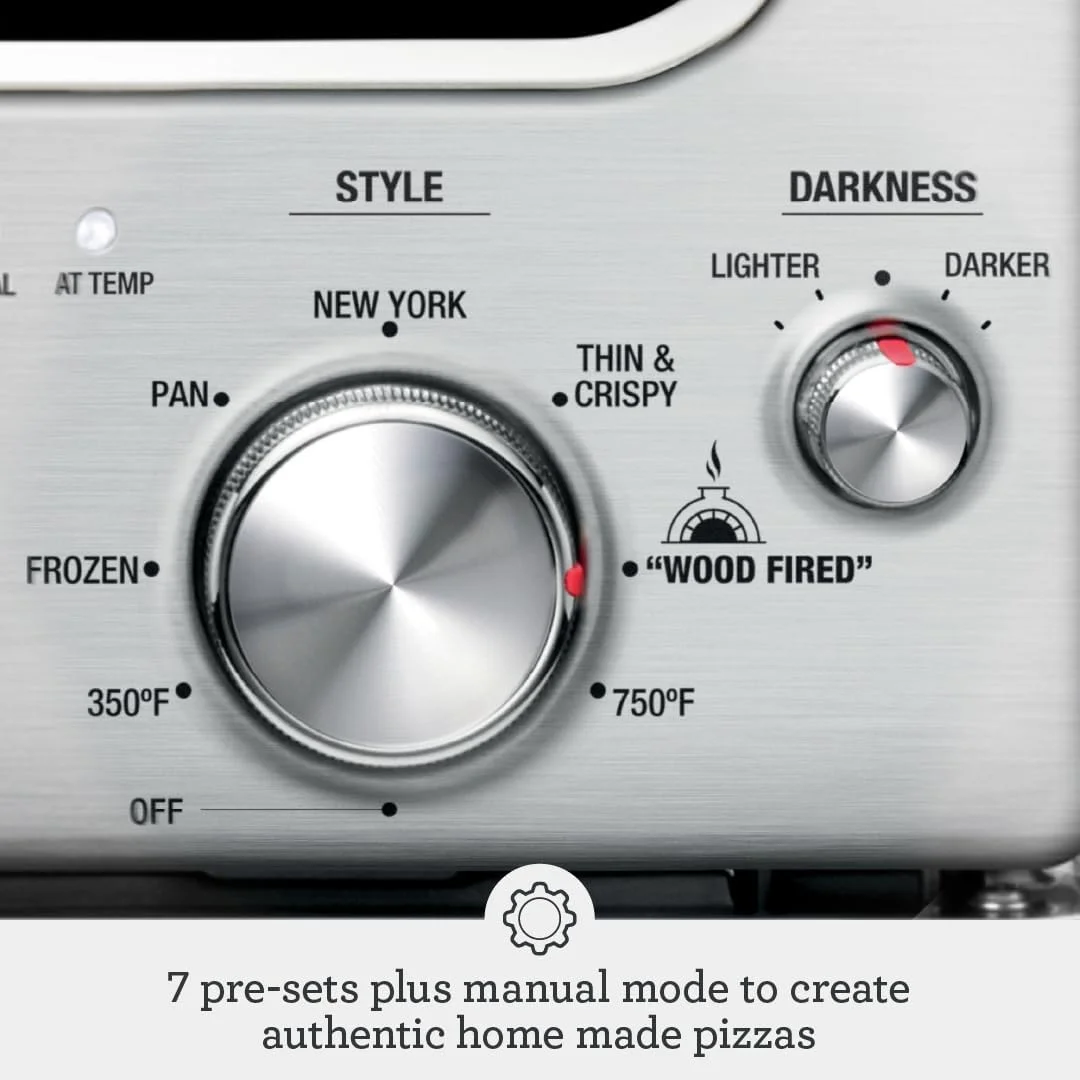 10.3" 1800 Watts Electric Pizza Oven, Silver Brushed Stainless Steel - Image 4