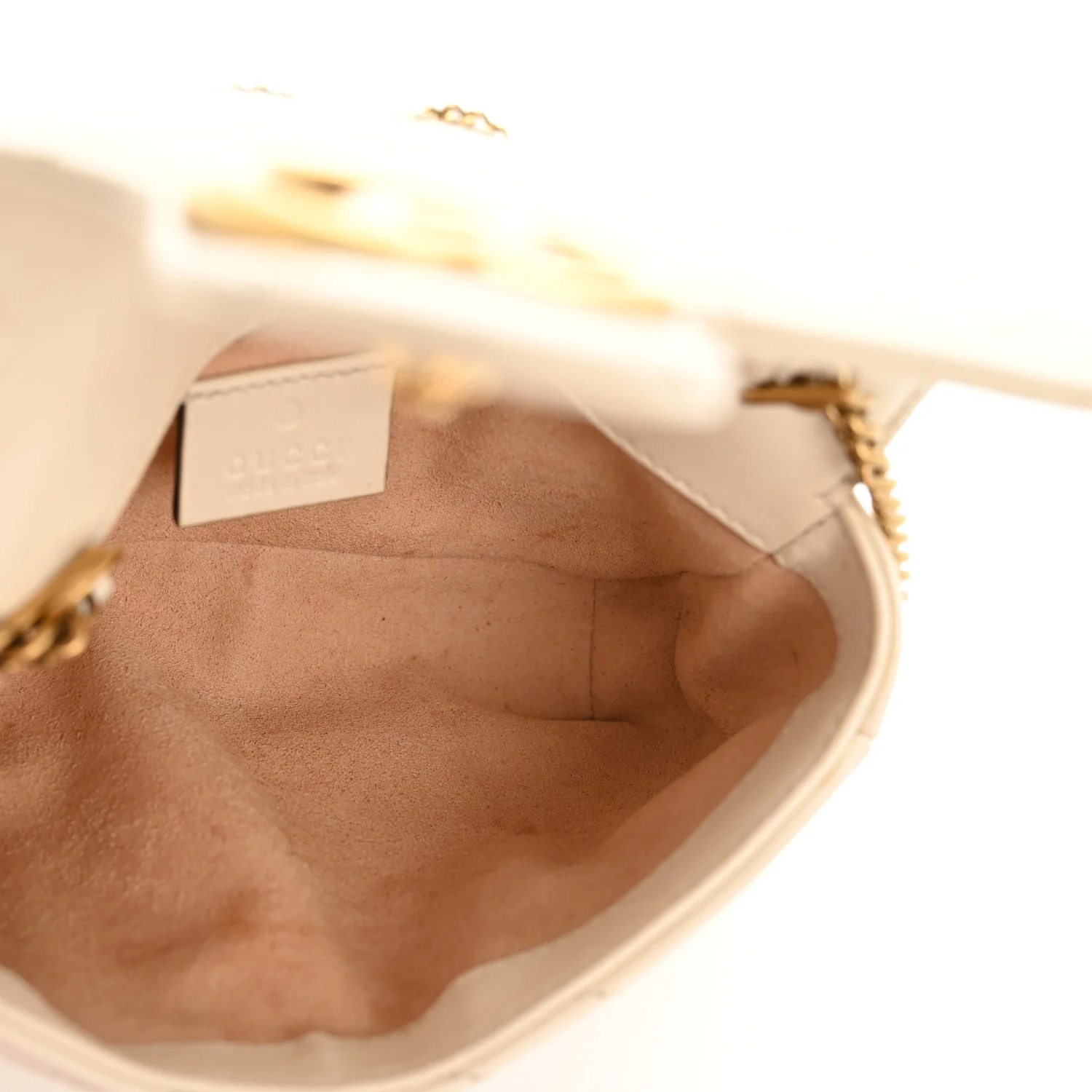 Calfskin Matelasse Super Mini GG Marmont Shoulder Bag White