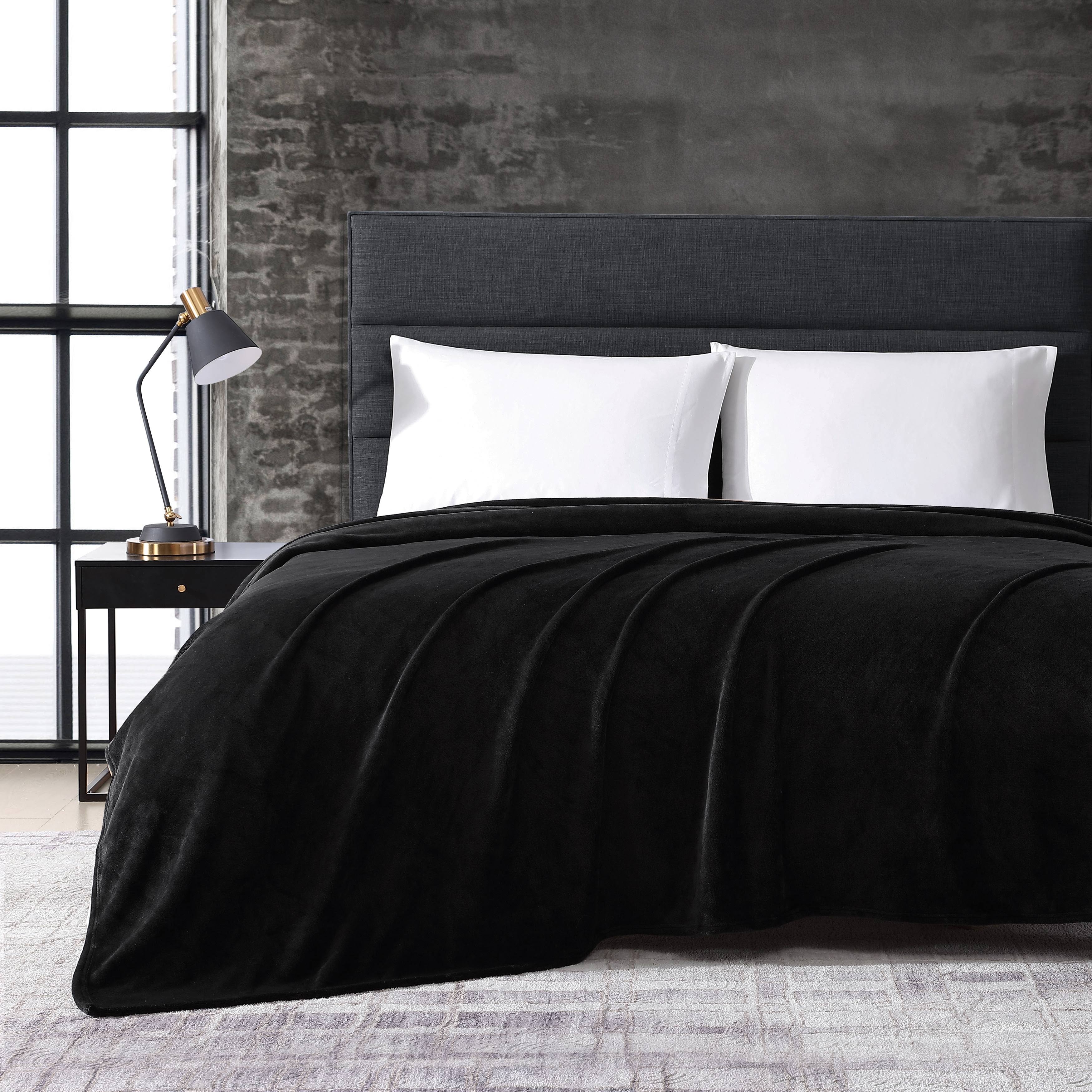 Kenneth Cole Reaction Solid Ultra Soft Plush Fleece Blanket - King - Black
