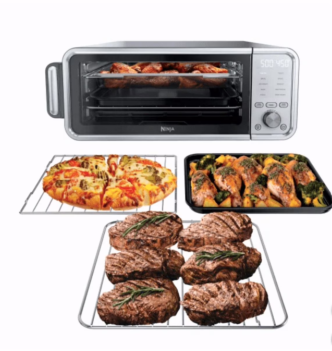 New Flip 10-in-1 Toaster Oven Air Fryer with Added Broil Rack