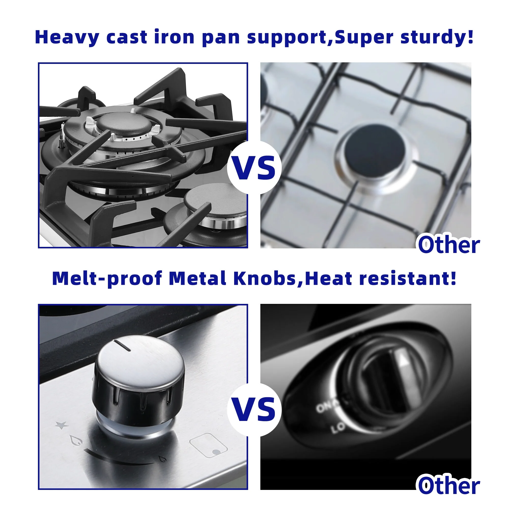 2 Burners Gas Cooktop Electric Stove Oven 12 inch NG/LP Gas Stainless Flame-Out Proof - Image 8
