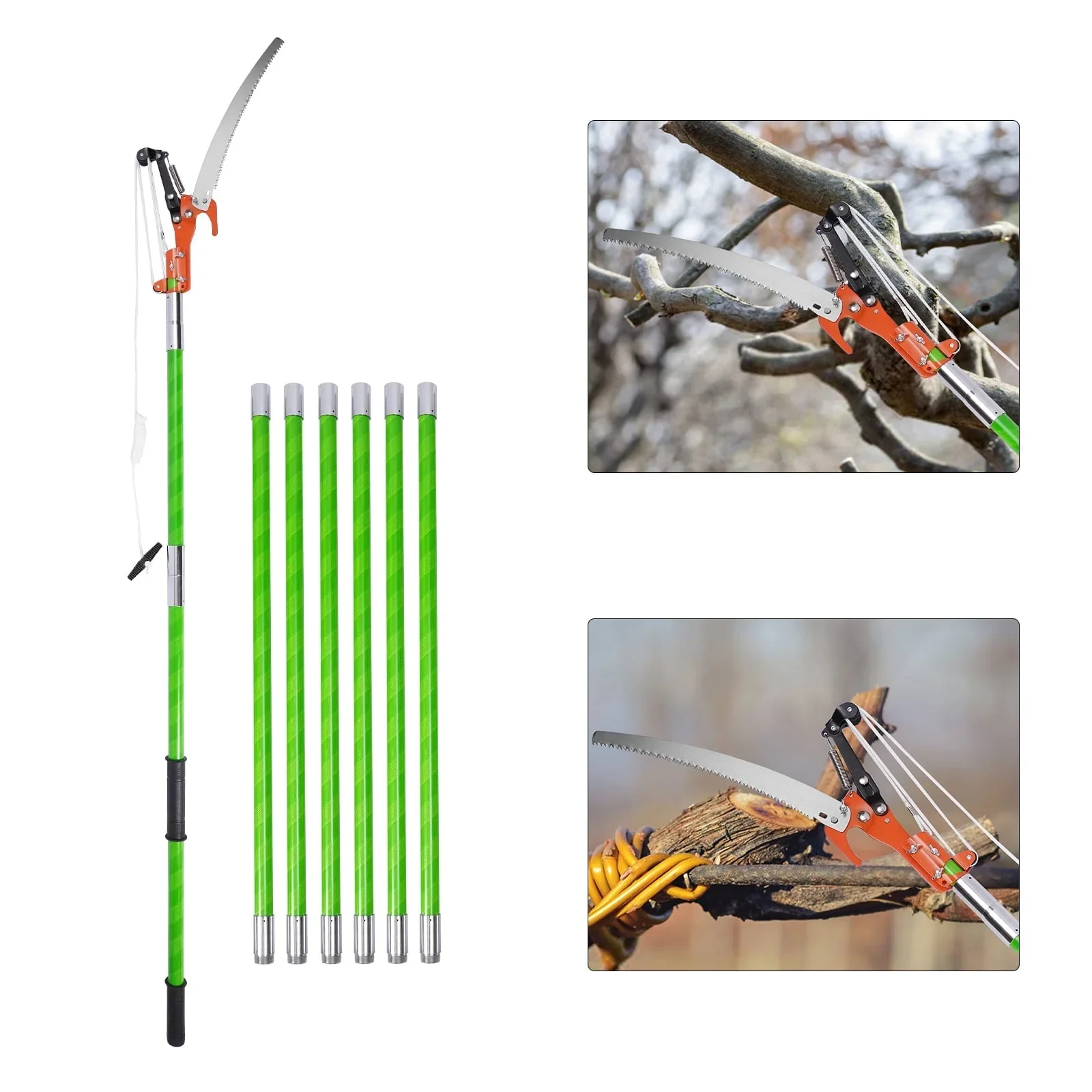 YIYIBYUS 26ft Tree Trimmer Manual Pole Pruner Tree Branch Cutter Set Hand Pole Saws Garden Extension Cutting Tools