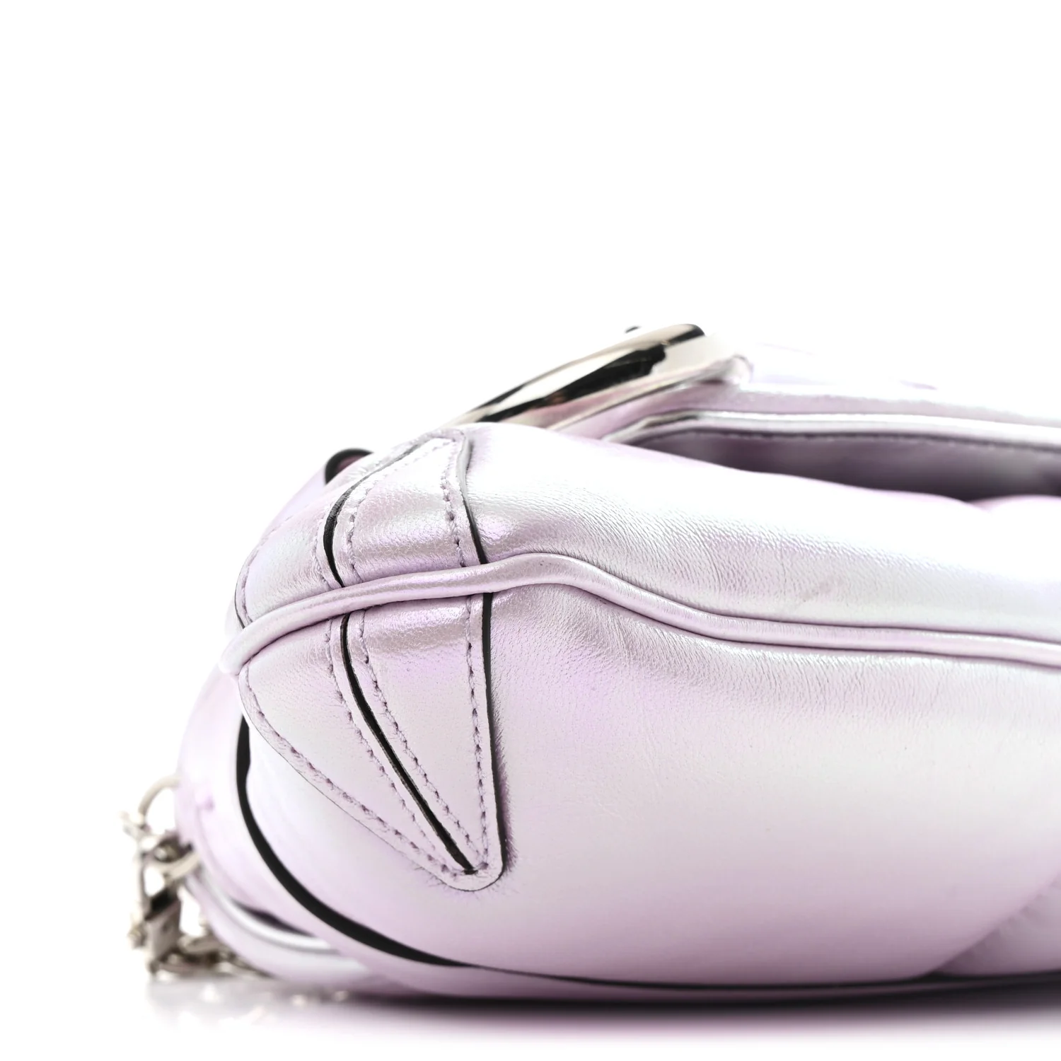 Iridescent Nappa Vertical Matelasse Medium Maxi Horsebit Chain Shoulder Bag Escape Pink