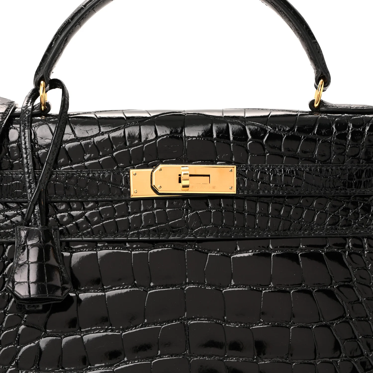 Shiny Alligator Kelly Sellier 32 Black