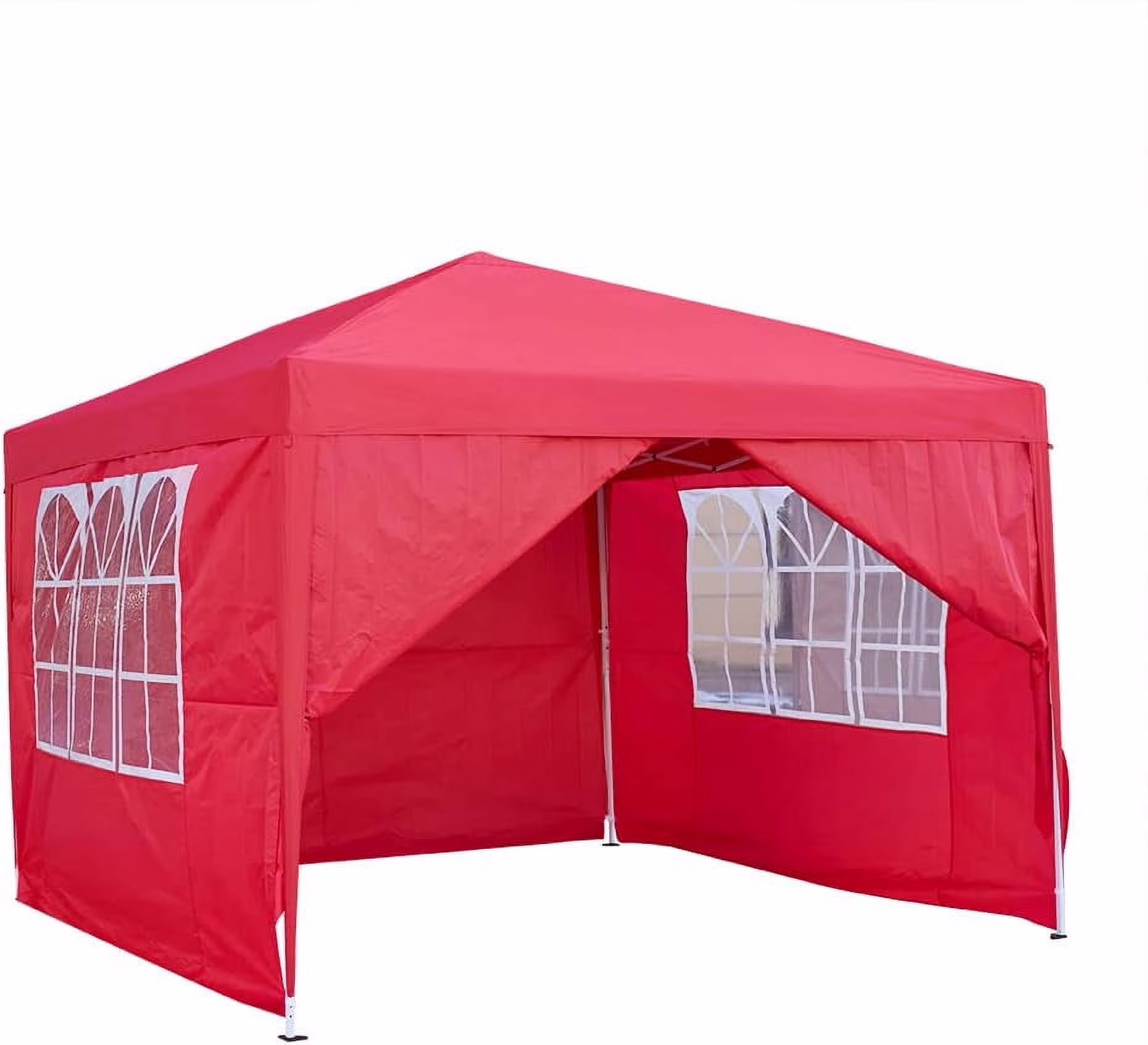 REKHH Pop Up Outdoor Gazebo Marquee 8.2''x8.2'' Garden Awning Tent Folding Canopy with 4 Sidewall and Carrying Bag for Festival Wedding Party 2.5MX2.5M (2.5x2.5m,Red)