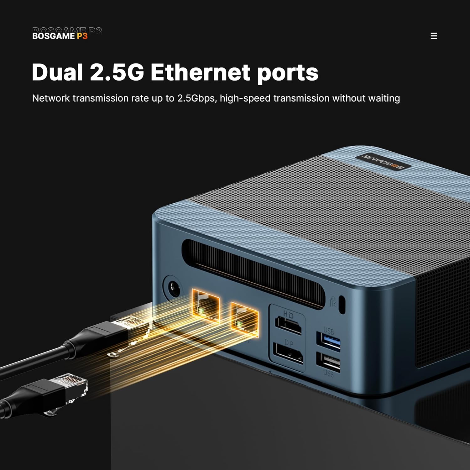 BOSGAME P3 Lite Gaming Mini PC with AMD Ryzen 7 6800H  32GB DDR5 RAM 1TB PCIe 4.0 NVMe SSD  Radeon 680M iGPU  Dual 2.5G LAN Win 11 Pro Desktop Computer with USB4/8K UHD/Wi-Fi 6E/BT 5.2