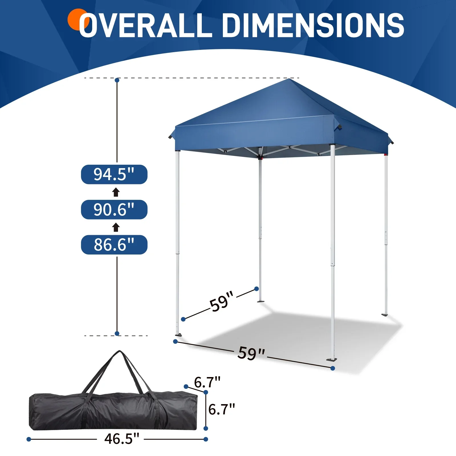 ZIRAV  5x5 Pop Up Canopy Tent, Ez Up Outdoor Canopy Tent Instant Shelter with Carry Bag Straight Legs Patio Balcony Porch Backyard Garden,White
