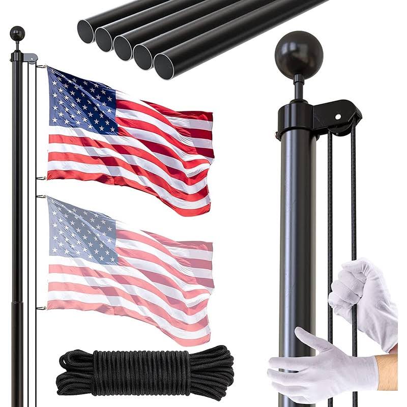 FFILY Flag Pole for Outside in Ground - 25 ft Heavy Duty Flagpole Kit for Yard - Extra Thick Outdoor Flag Poles with 3x5 American Flag for