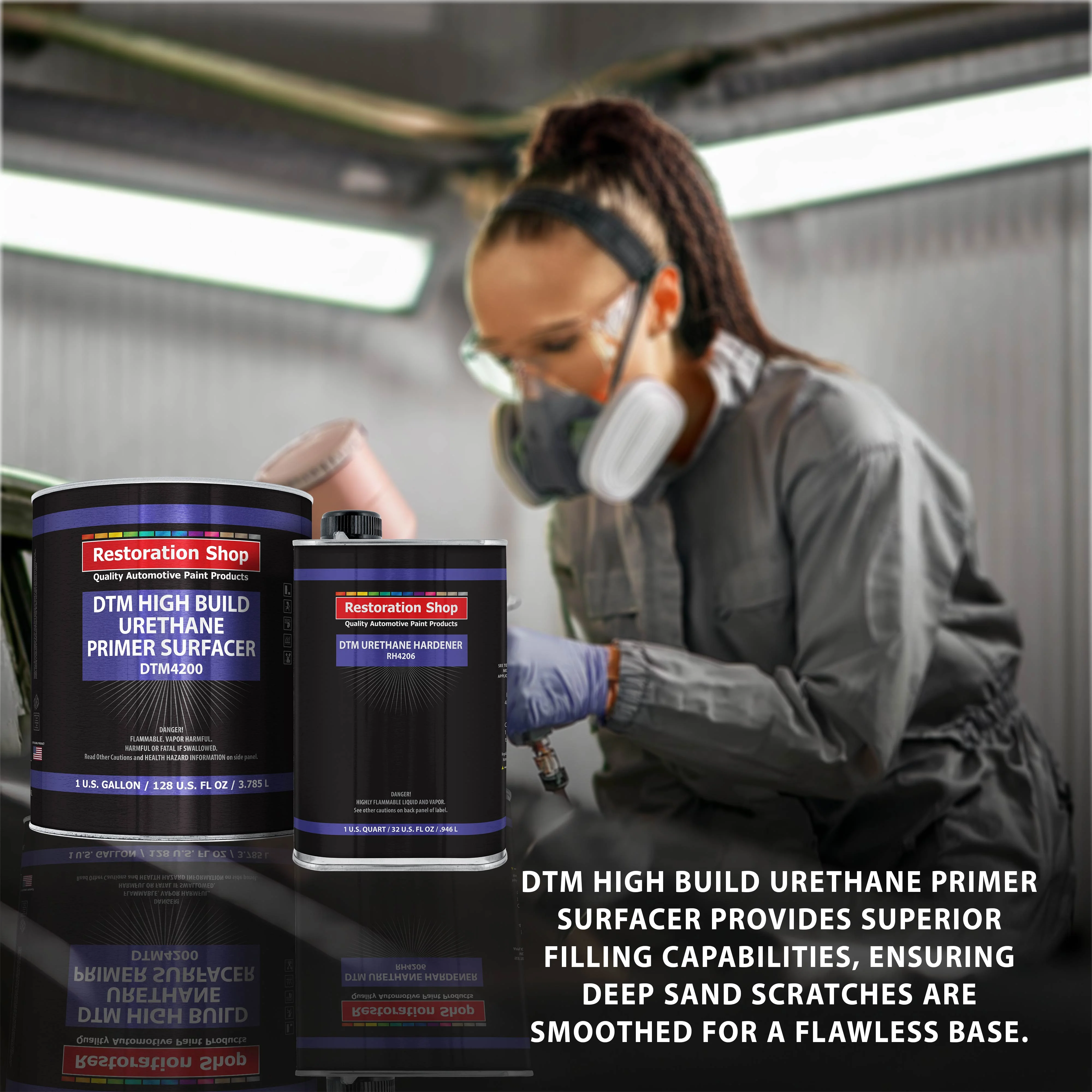 1.25 Gallon 2K High Build Primer Automotive Paint Kit 1 Gal. Gray Urethane Primer Surfacer, 1 Qt Hardener, 4:1 Mix Ratio Professional Auto Car Refinish Coating Auto Body Repair - Image 3