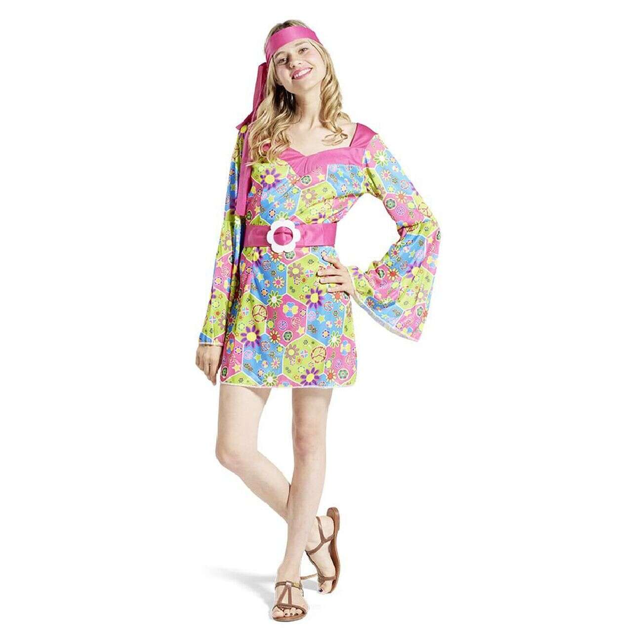 Déguisement femme hippie robe - Taille L