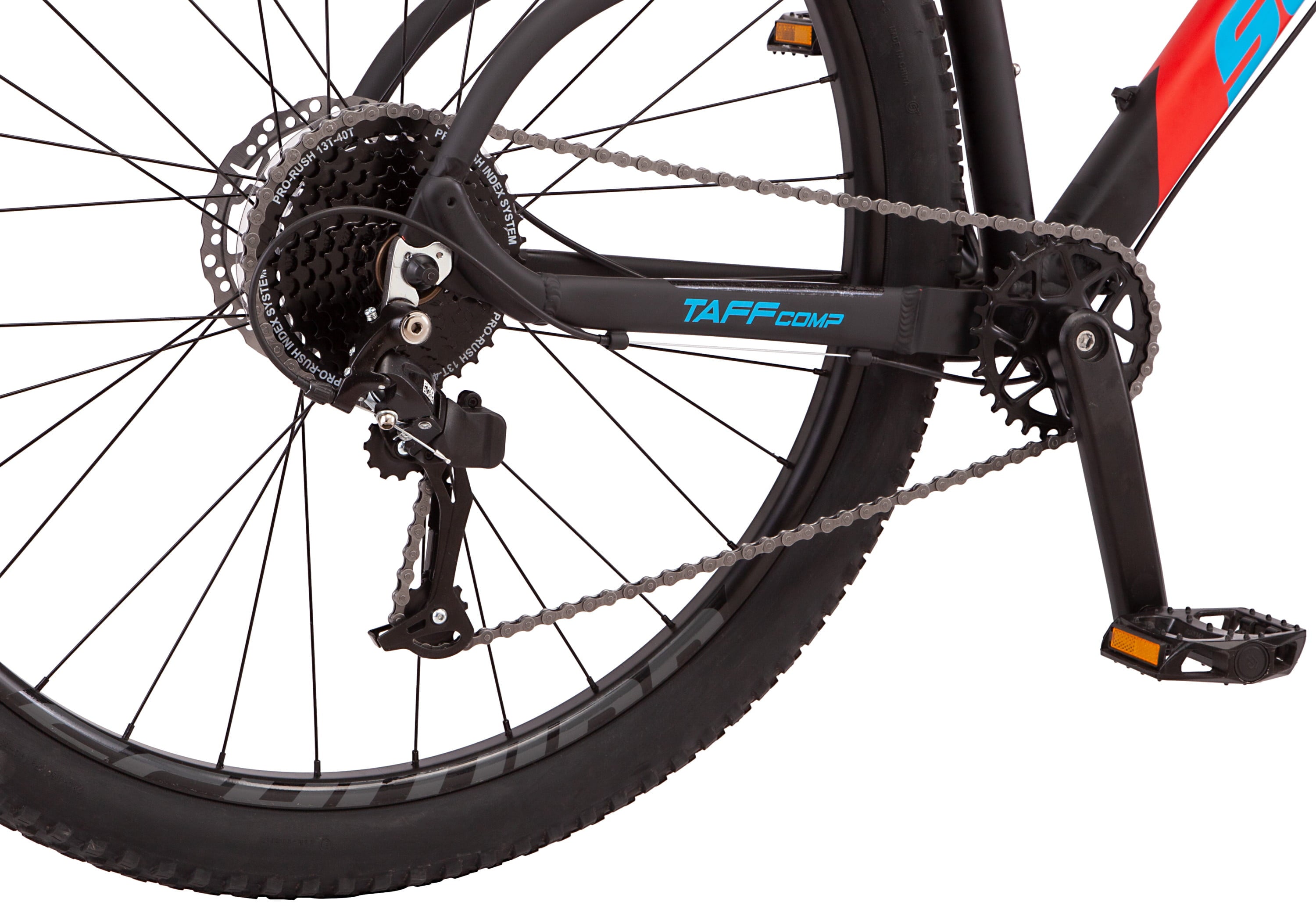 Taff Comp mountain bike. 8 speeds. 29-inch wheels. black. mens. womens. large