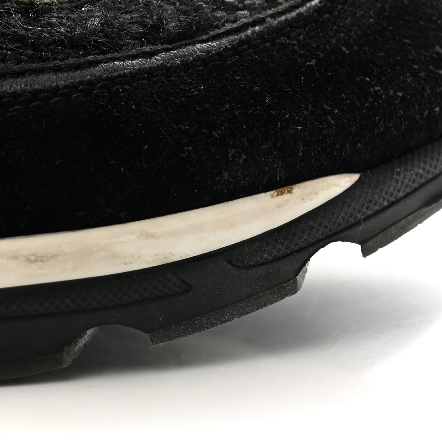 Tweed Suede Goatskin CC Sneakers 38 Black White