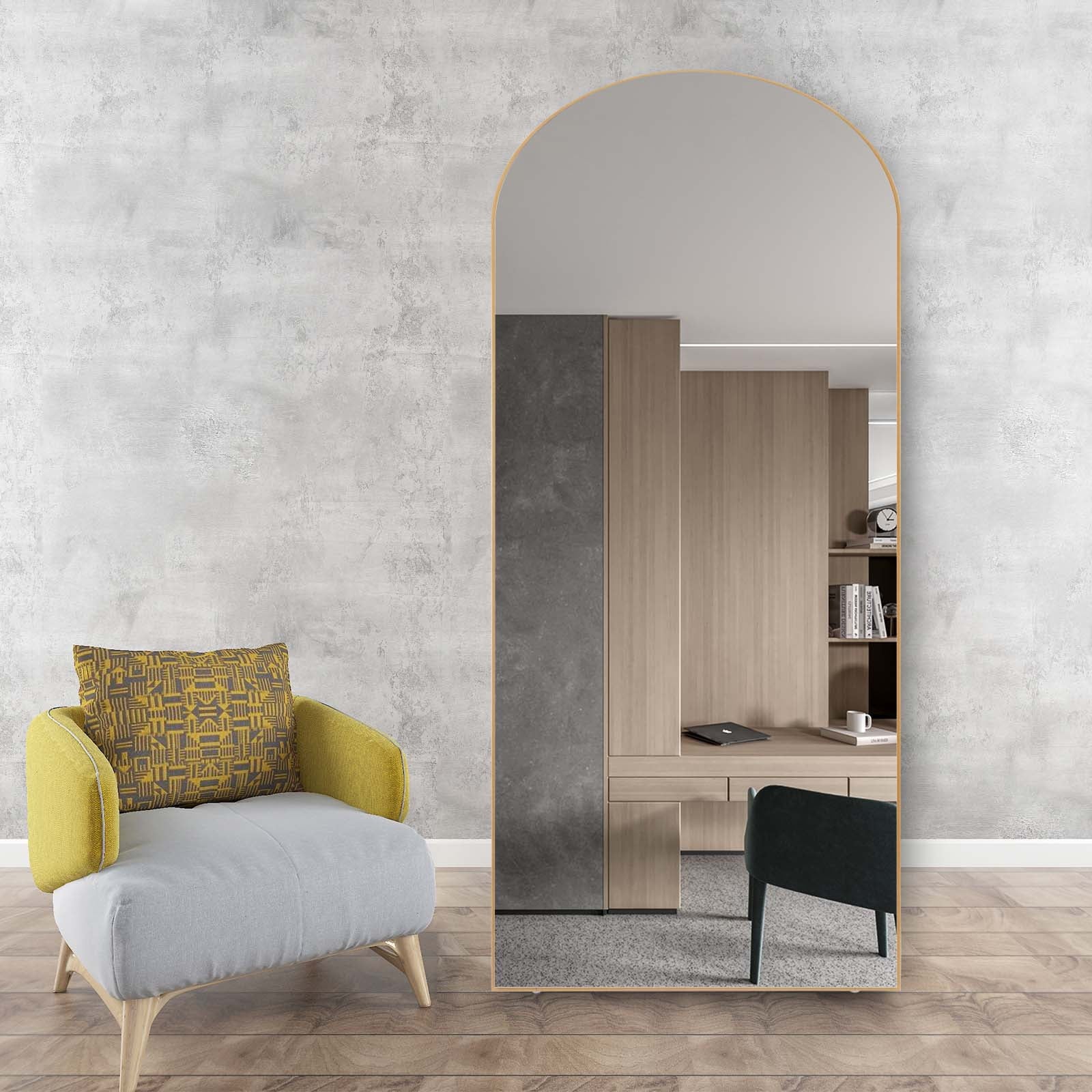 RACHMADES 65"x24" Arch Mirror Full Length Full Body Mirror Arched Floor Mirror with Stand Tall Mirror Long Gold Mirror FULL Length Image 3