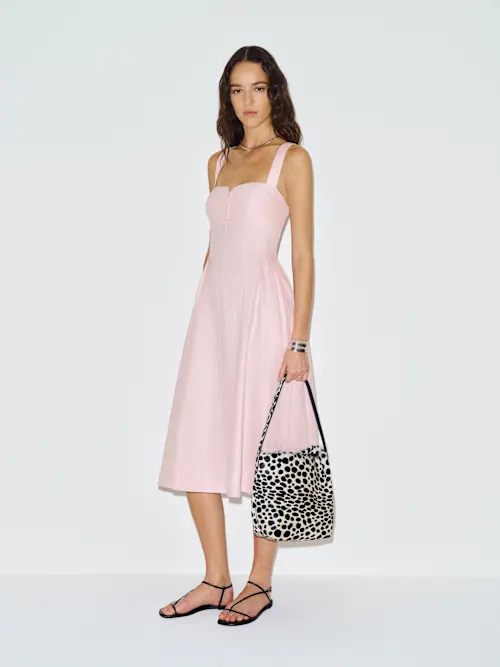 Roma Linen Dress-Pink