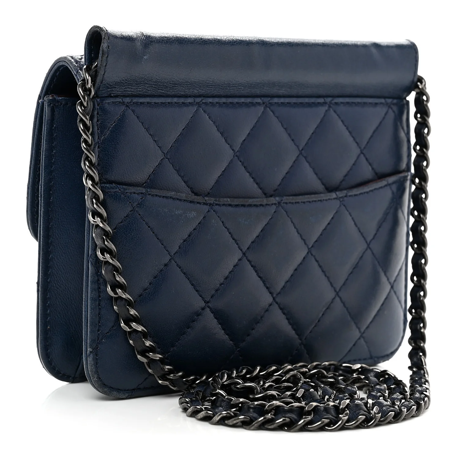Lambskin Quilted Mini Crossing Times Flap Blue