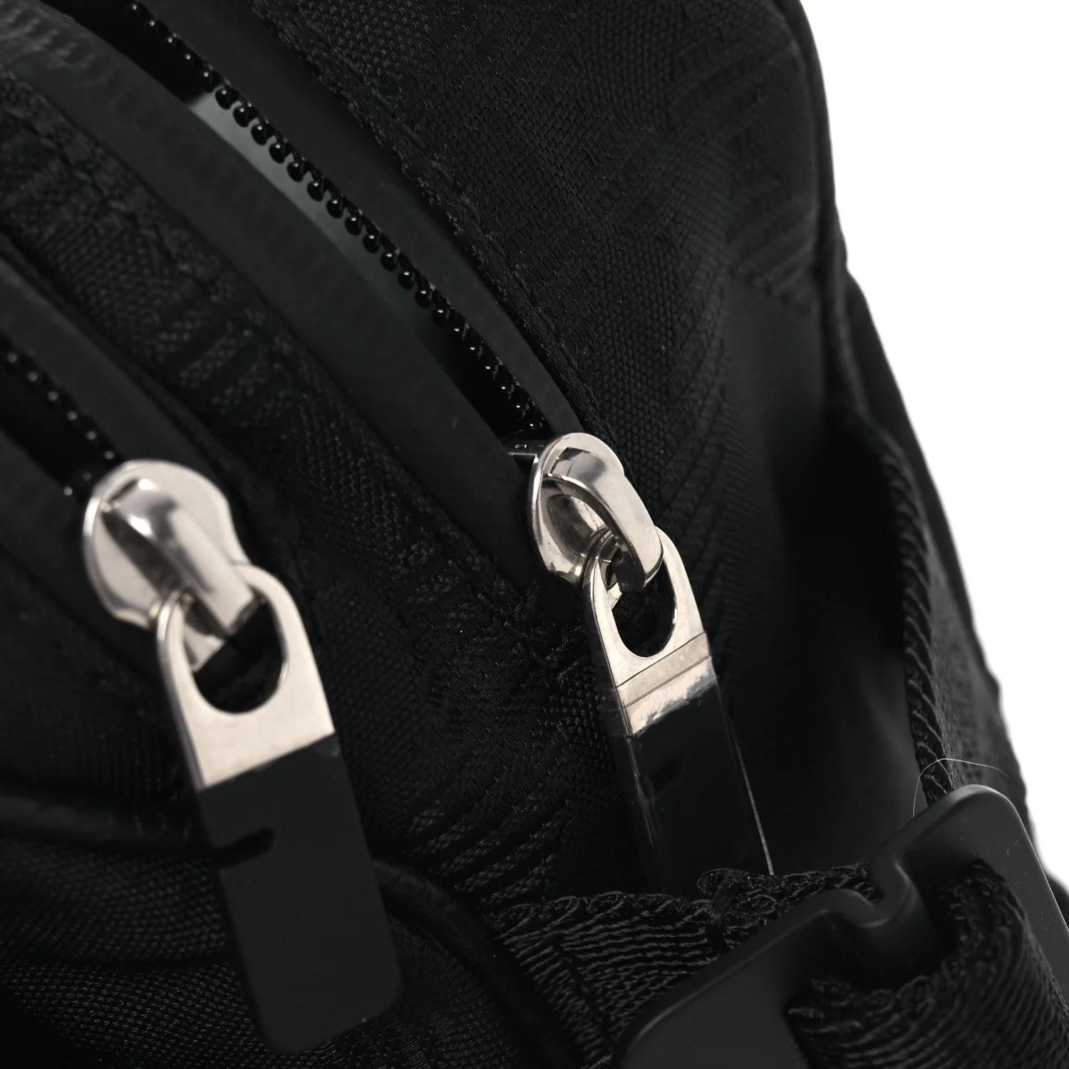 Nylon Jacquard Check Belt Bag Black