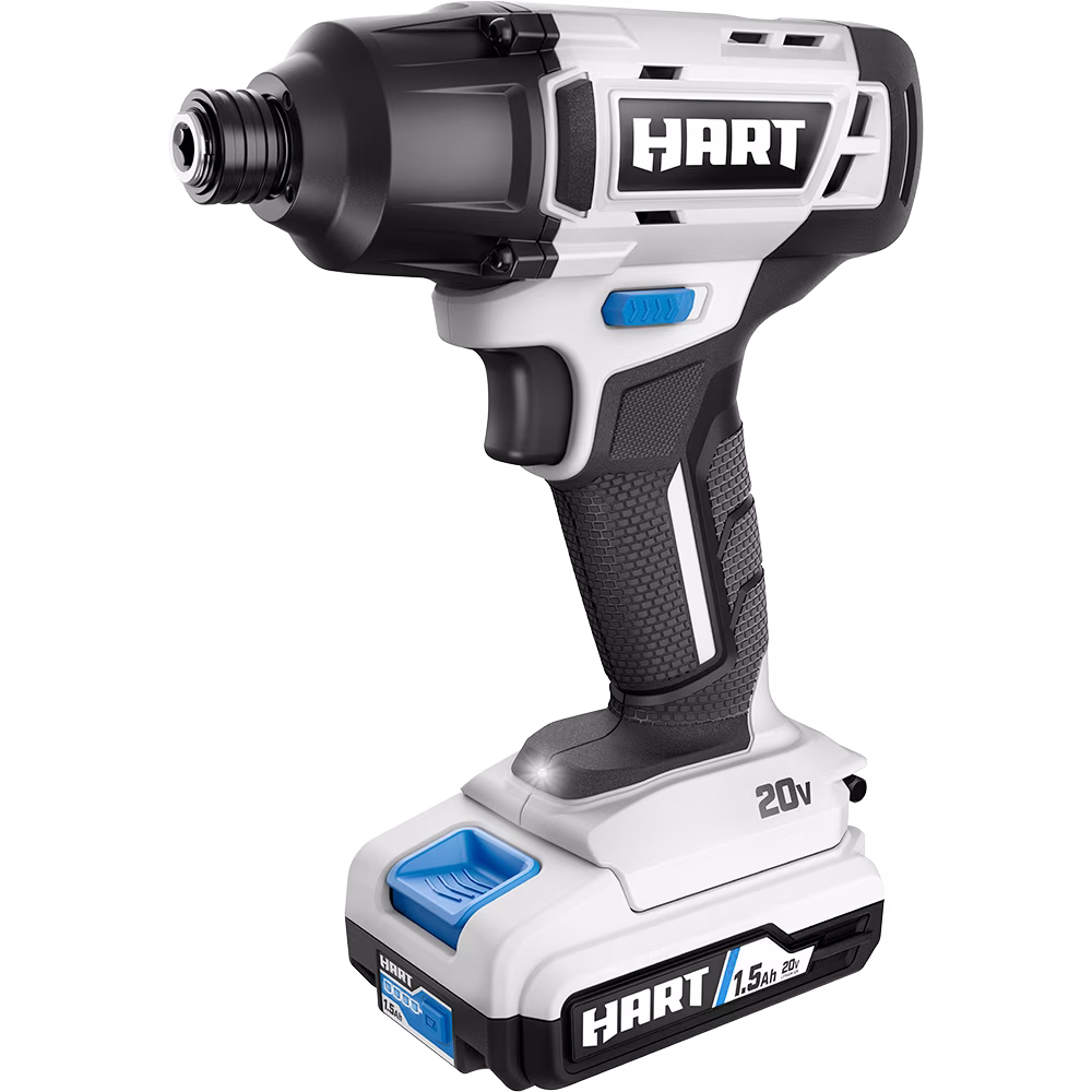 HART 20V Cordless 1/4 in Impact Driver, 1.5Ah, 1800 in lb 2600 RPM